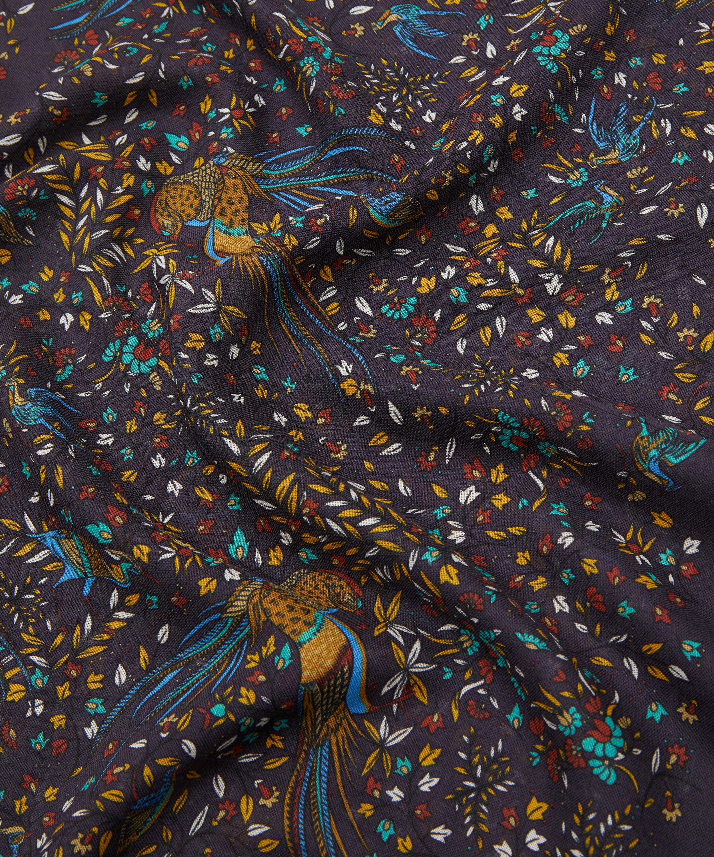 Drakes - Birds of Paradise Tubular Wool Silk Scarf image number 3