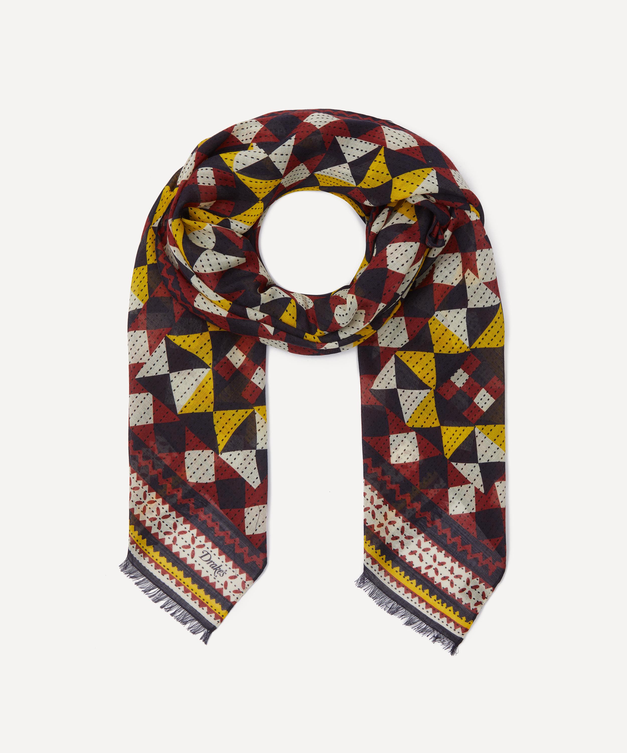Drakes - Patchwork Wool-Silk Scarf image number 0