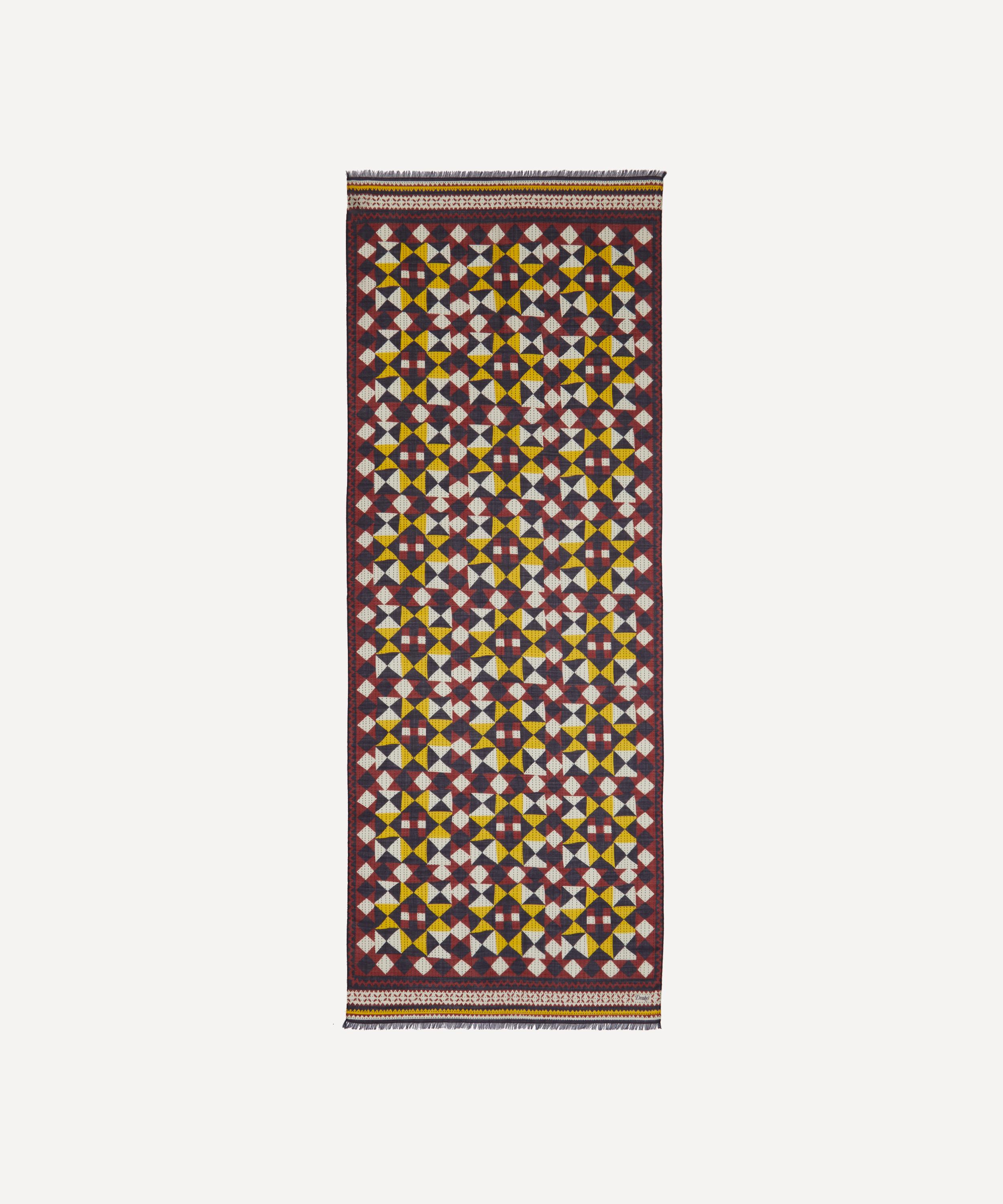 Drakes - Patchwork Wool-Silk Scarf image number 1