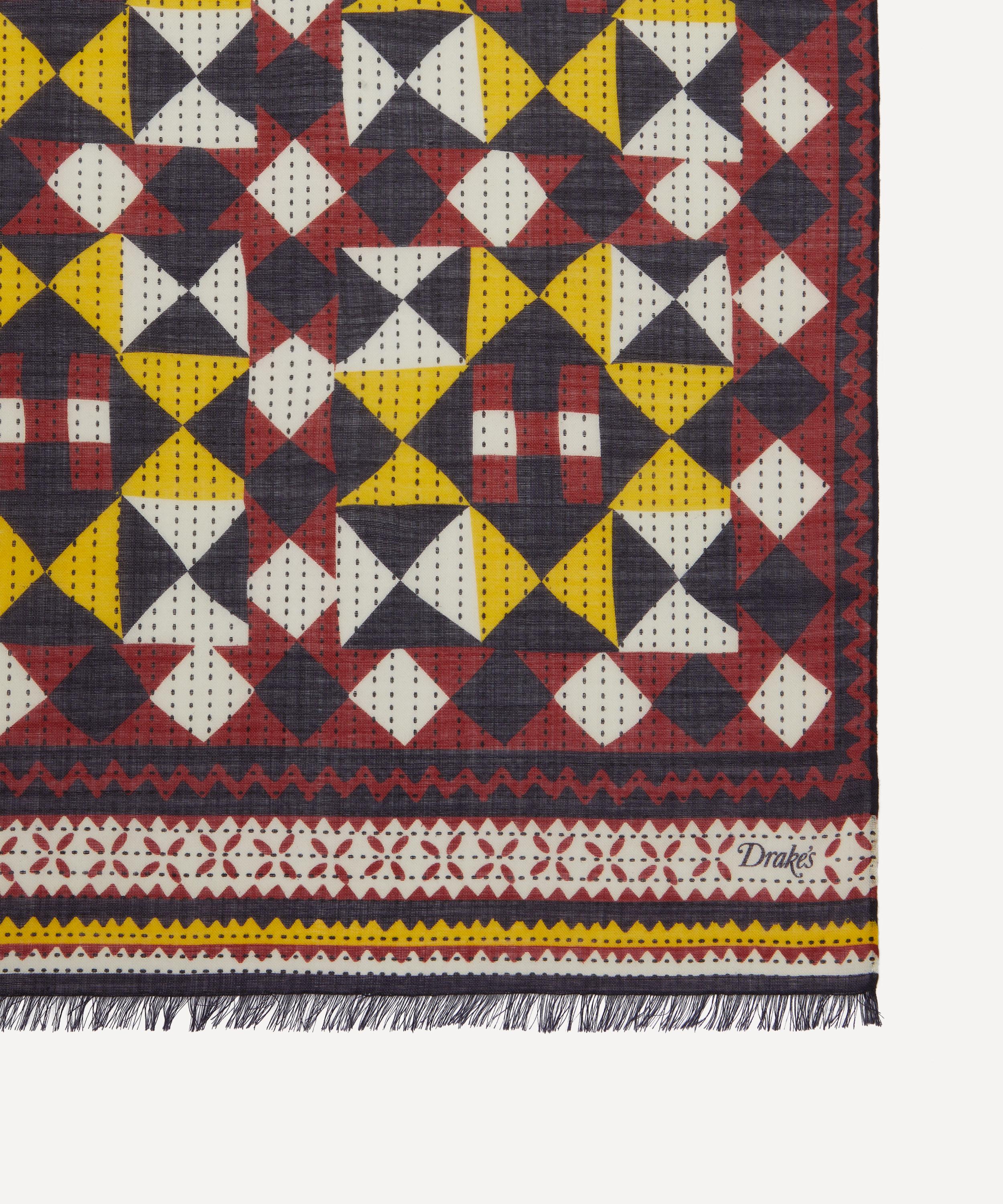 Drakes - Patchwork Wool-Silk Scarf image number 2