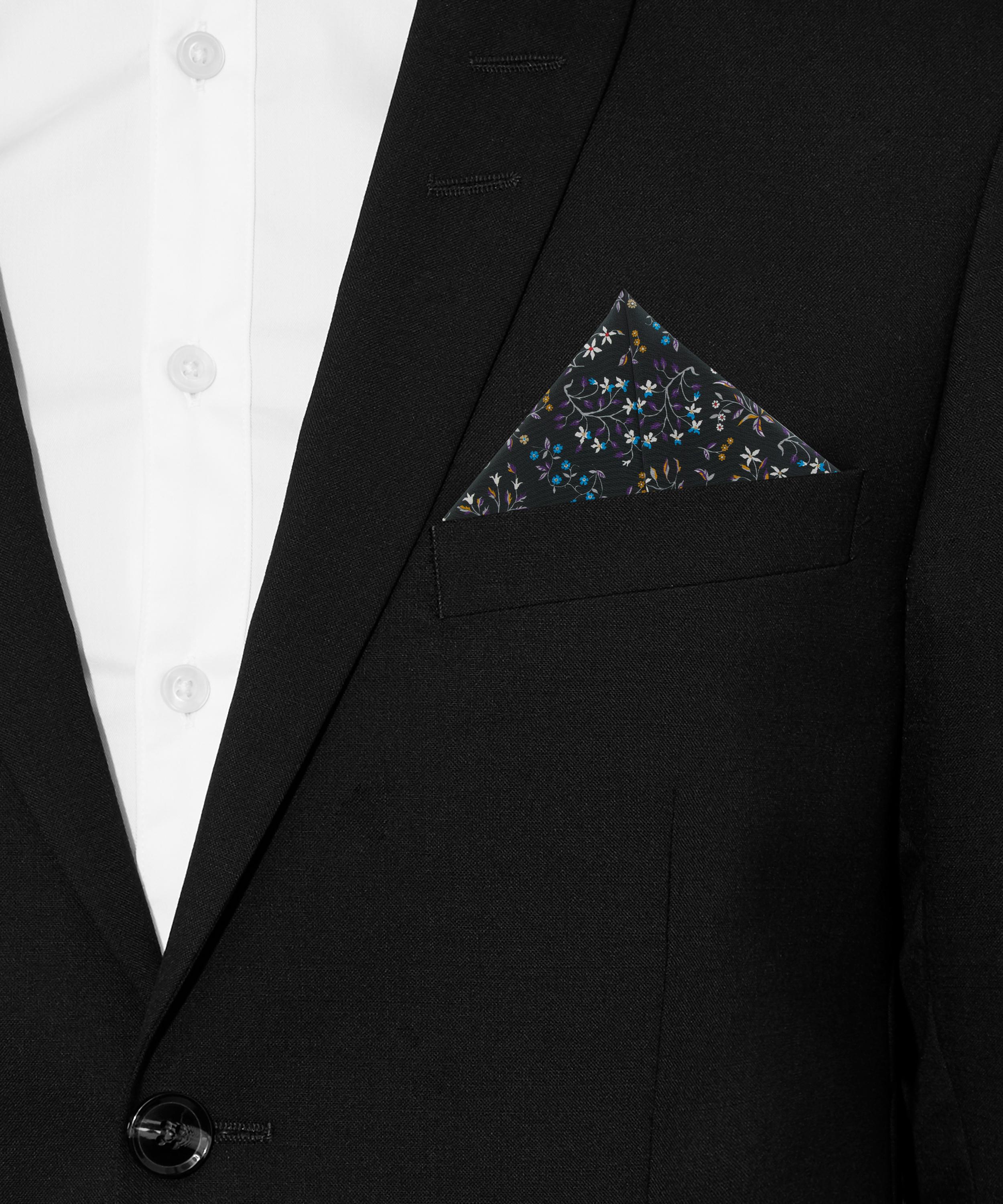 Drakes - Floral Silk Pocket Square image number 1