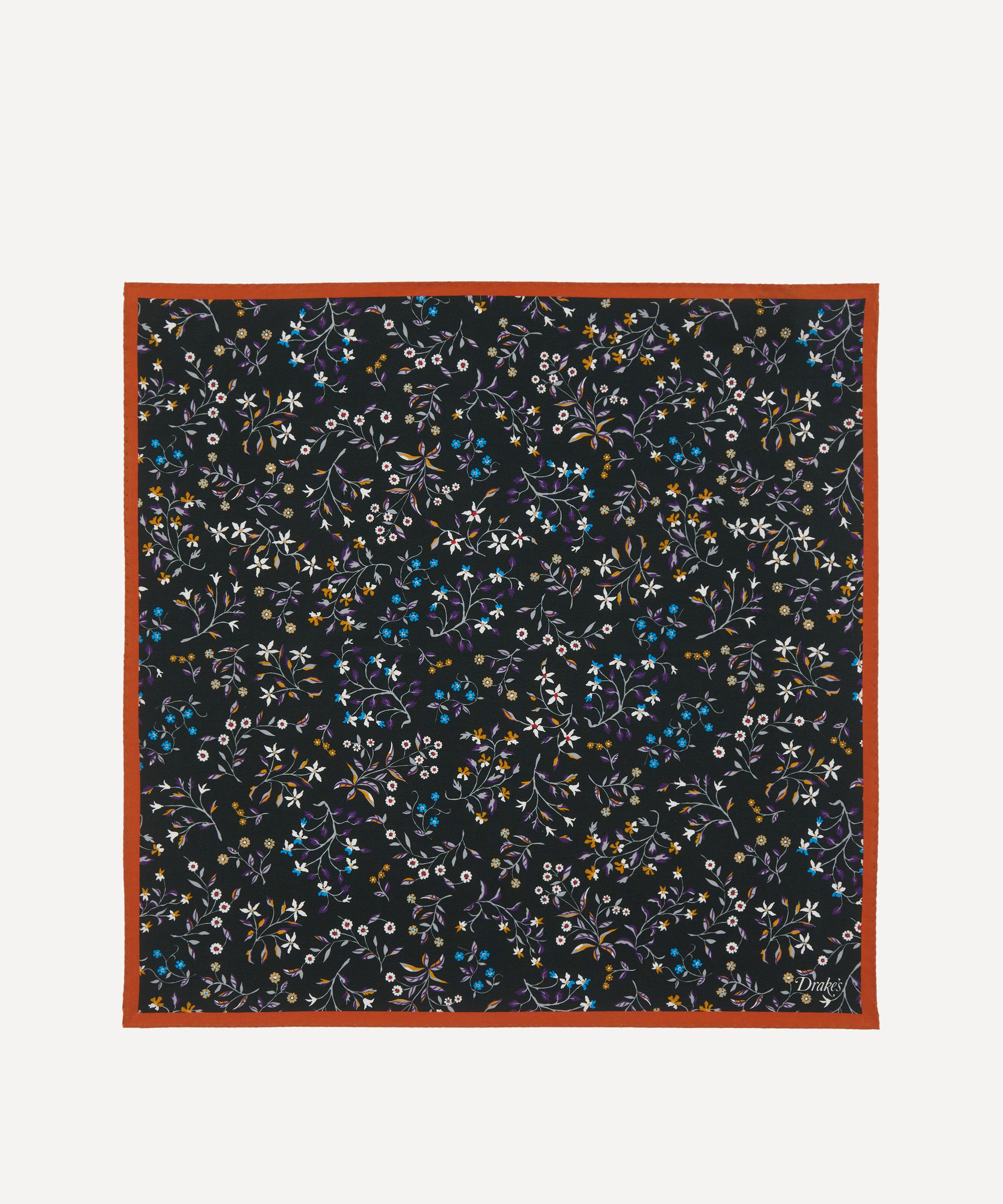 Drakes - Floral Silk Pocket Square image number 2