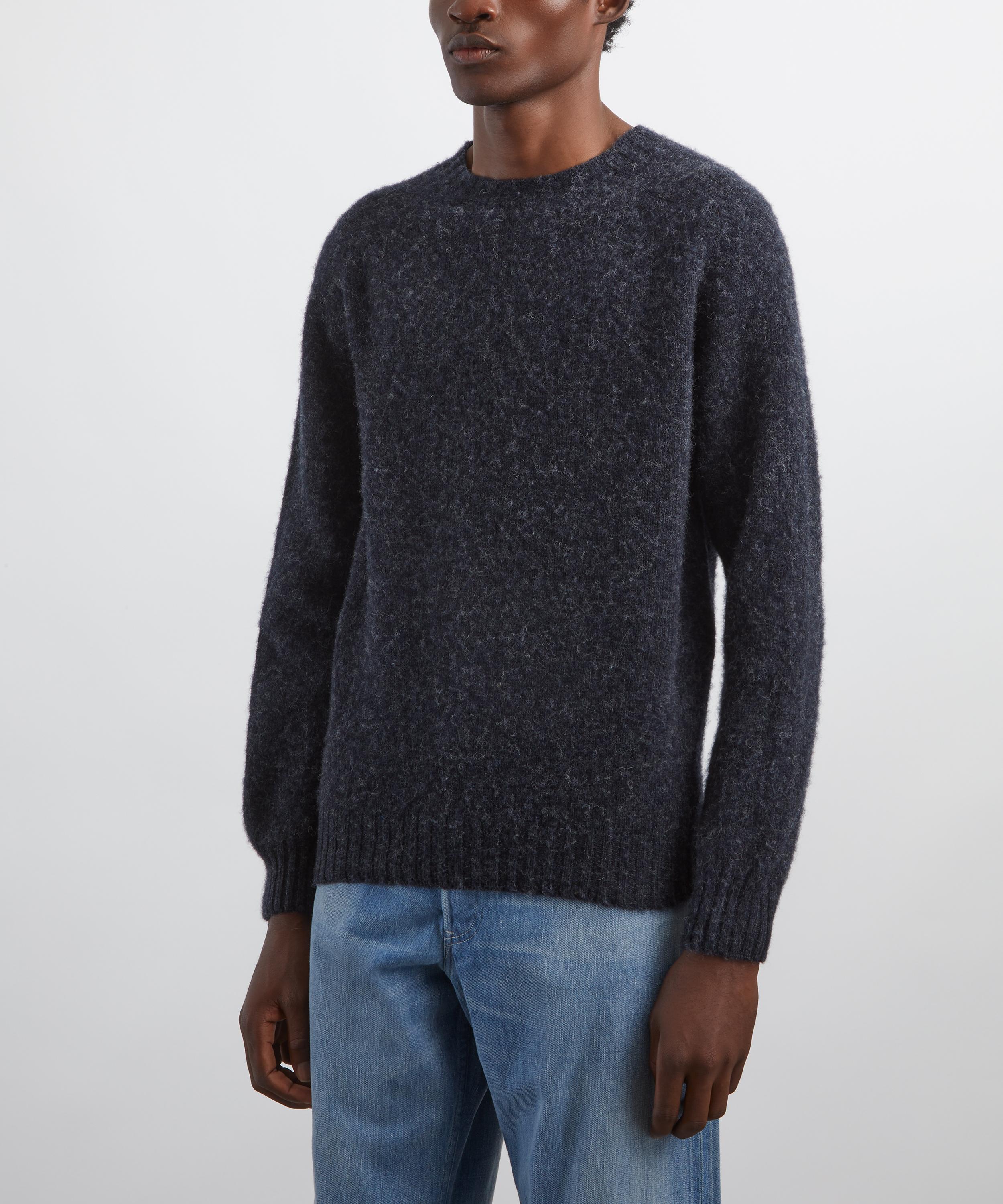 Drakes - Charcoal Brushed Shetland Crew Neck Jumper image number 2