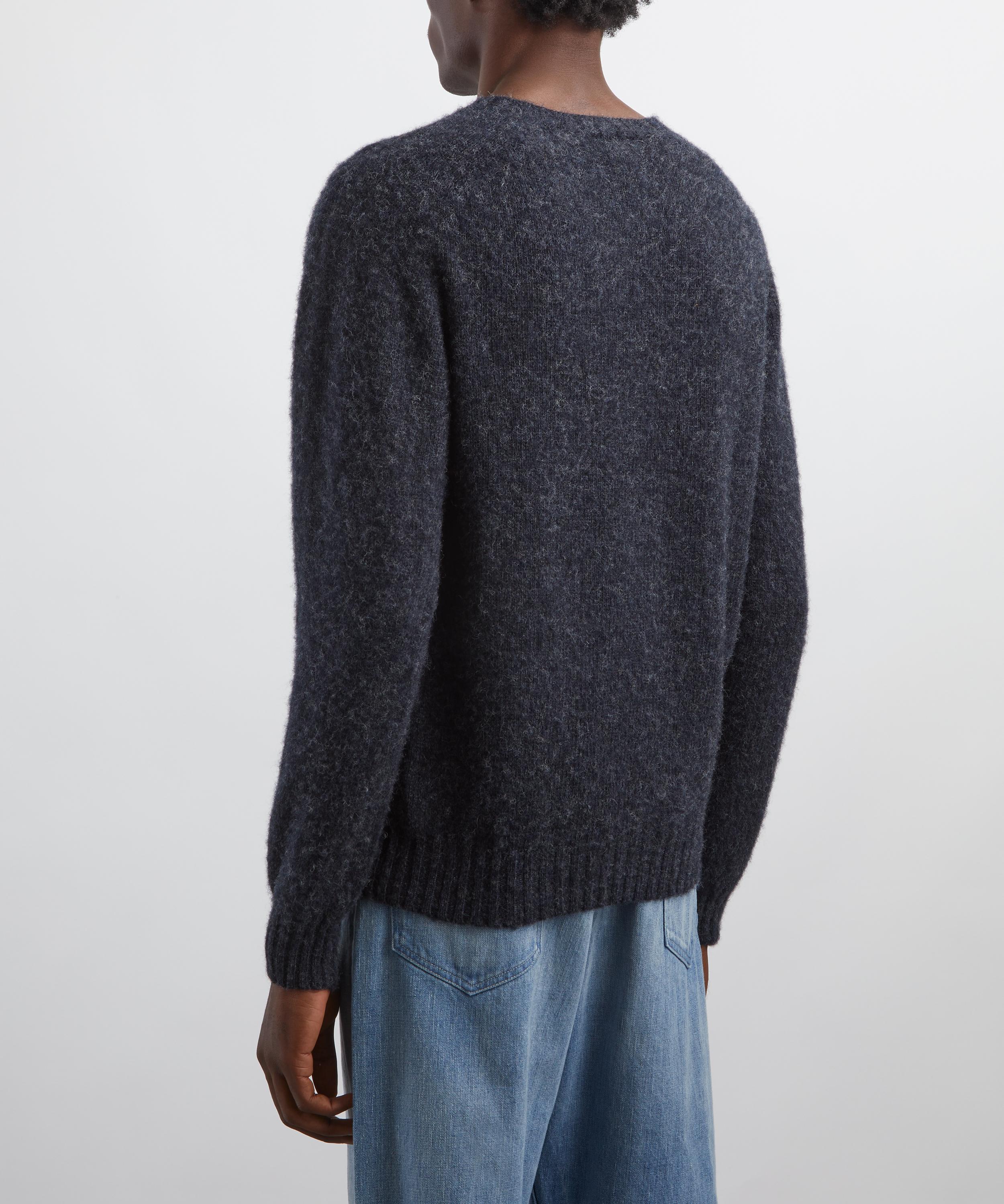 Drakes - Charcoal Brushed Shetland Crew Neck Jumper image number 3
