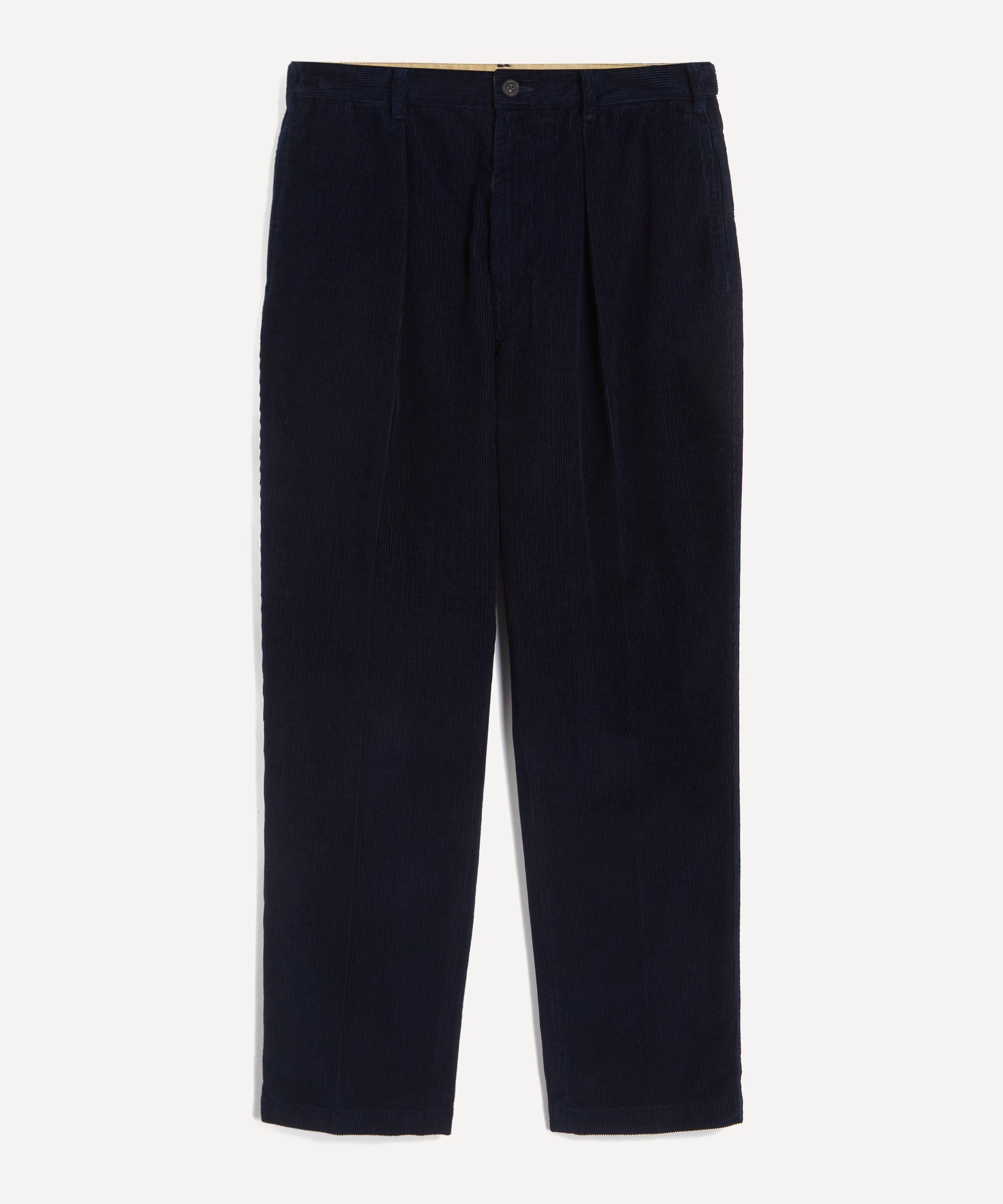 Drakes - Navy Cotton Corduroy Games Trousers