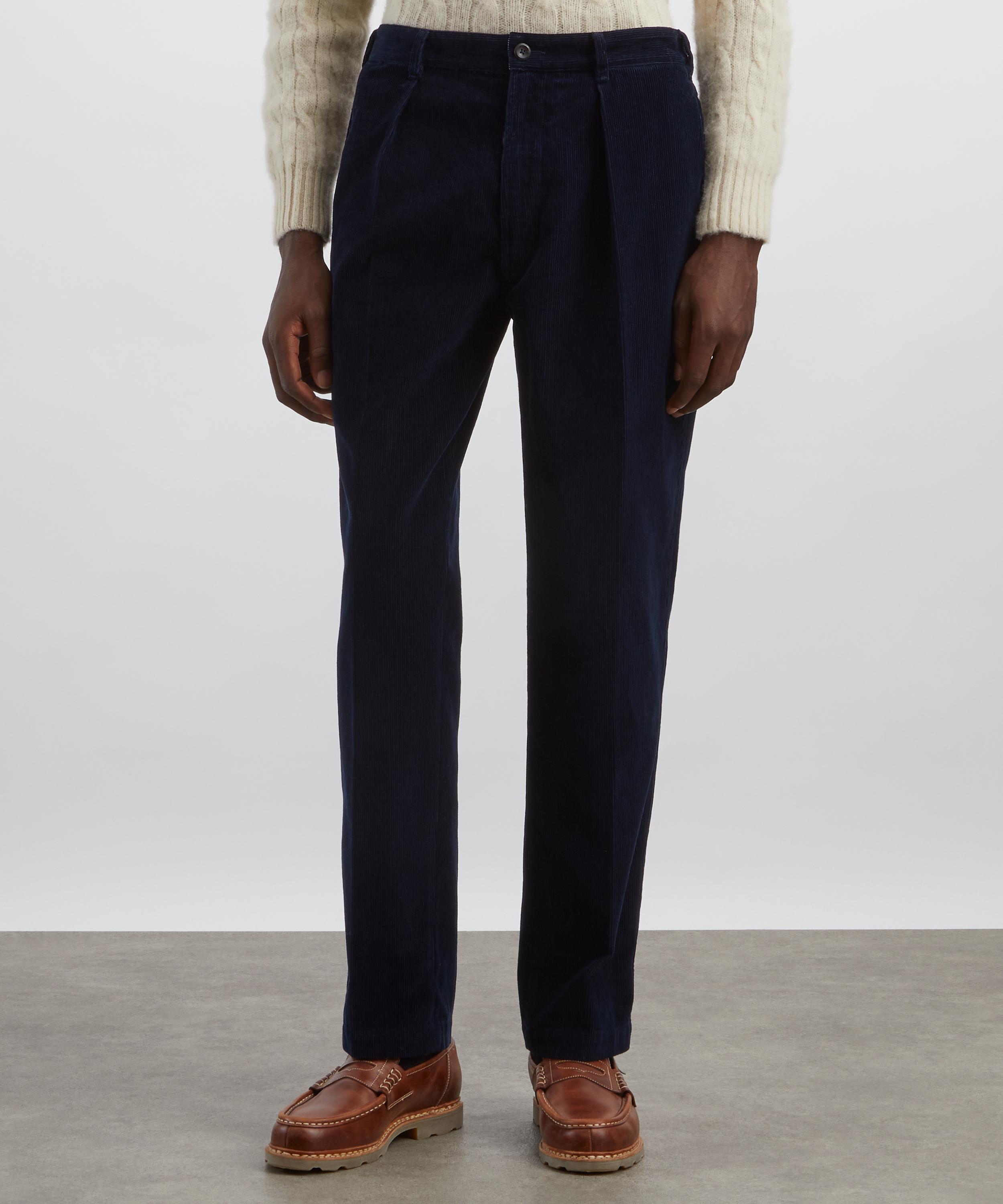 Drakes - Navy Cotton Corduroy Games Trousers image number 2