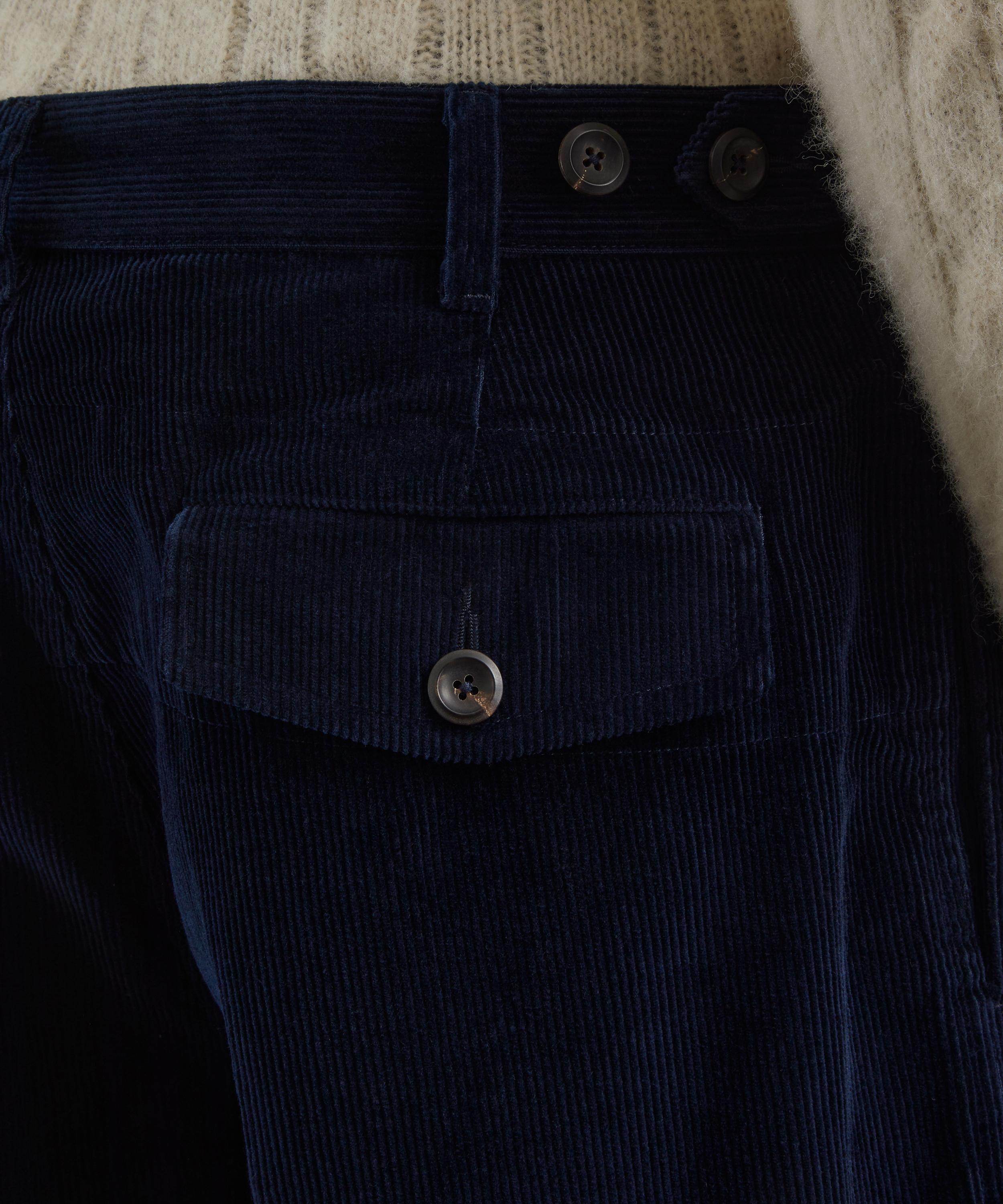 Drakes - Navy Cotton Corduroy Games Trousers image number 4