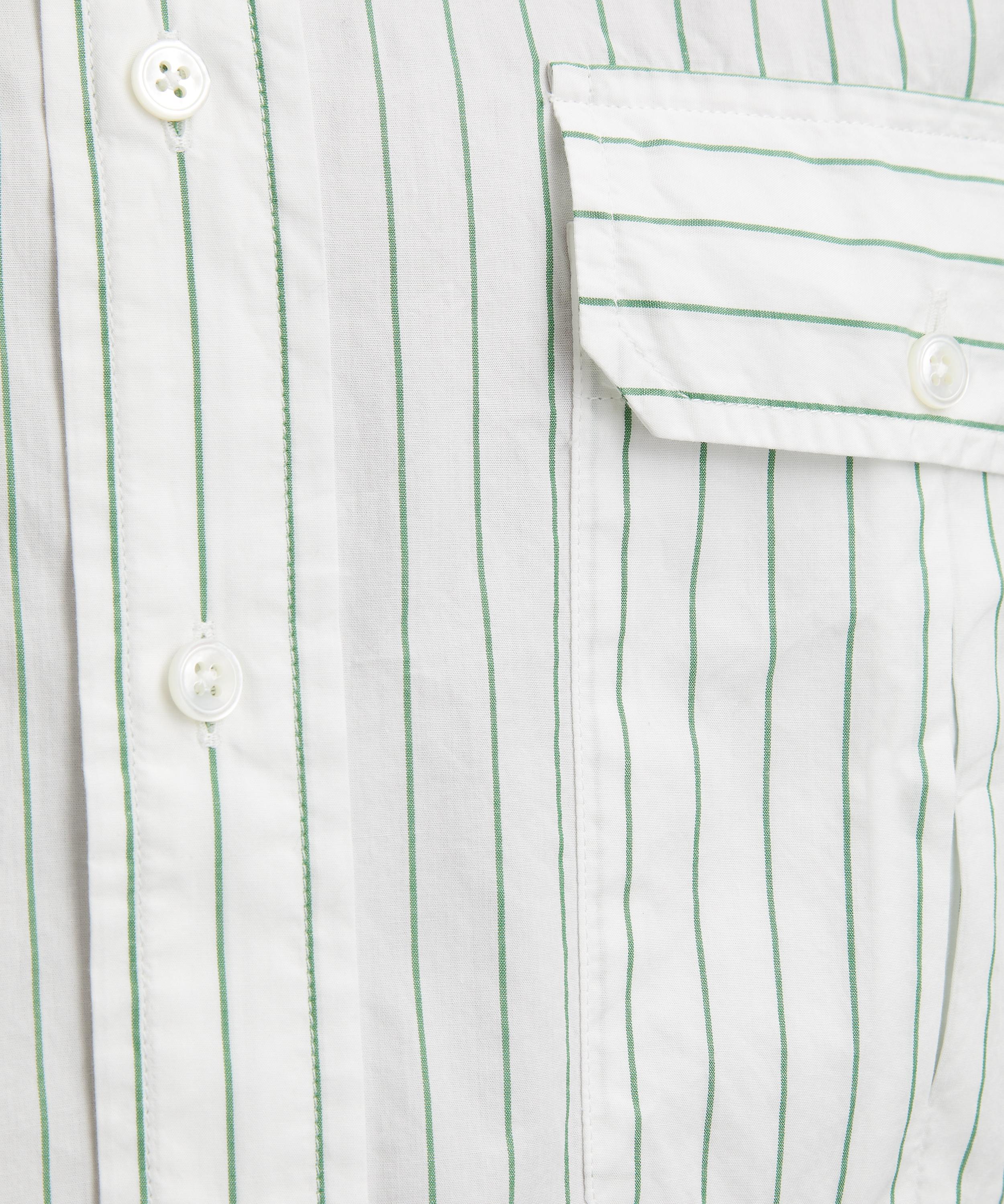 Drakes - Green Pencil Stripe Cotton Shirt image number 4