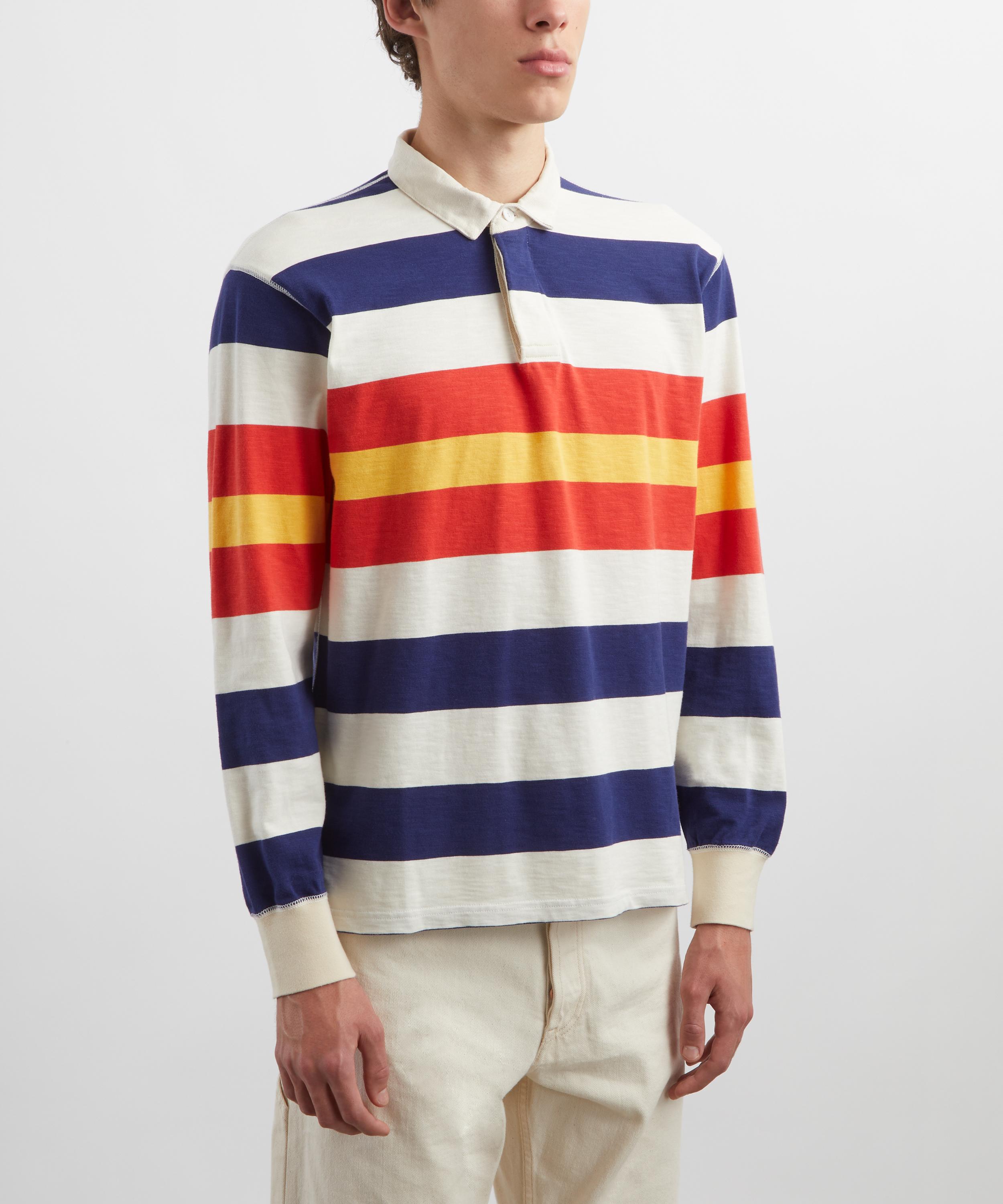 Drakes - Multi Stripe Flam&eacute; Cotton Rugby Shirt image number 2