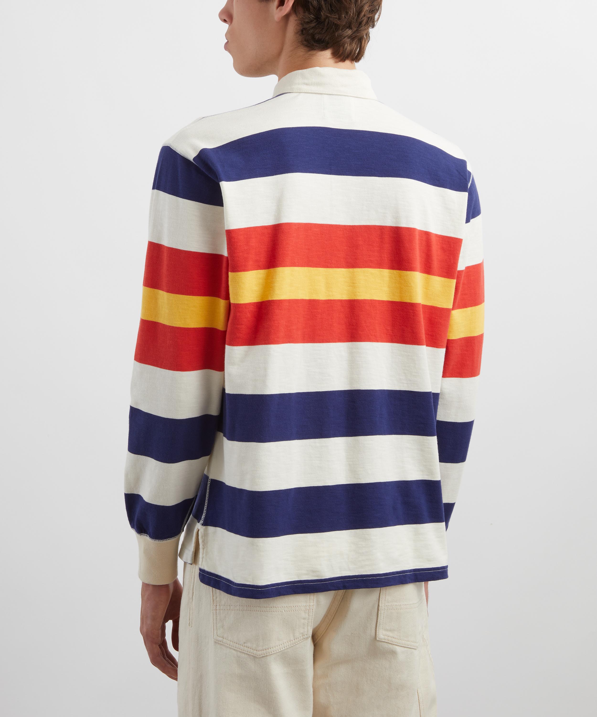 Drakes - Multi Stripe Flam&eacute; Cotton Rugby Shirt image number 3