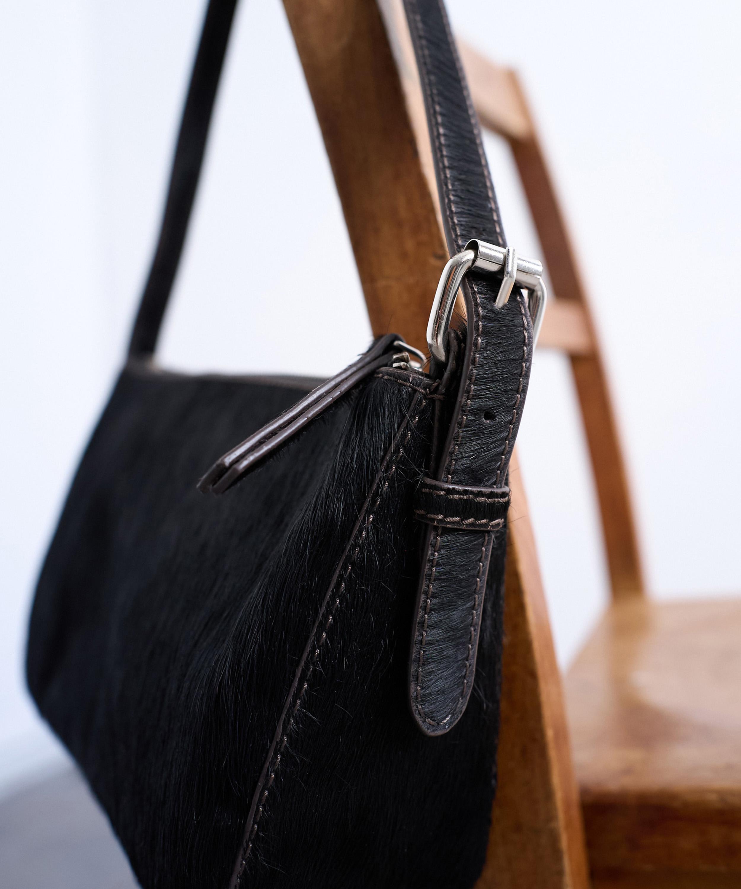 TOPSHOP - Stina Chocolate Pony Leather Shoulder Bag image number 3