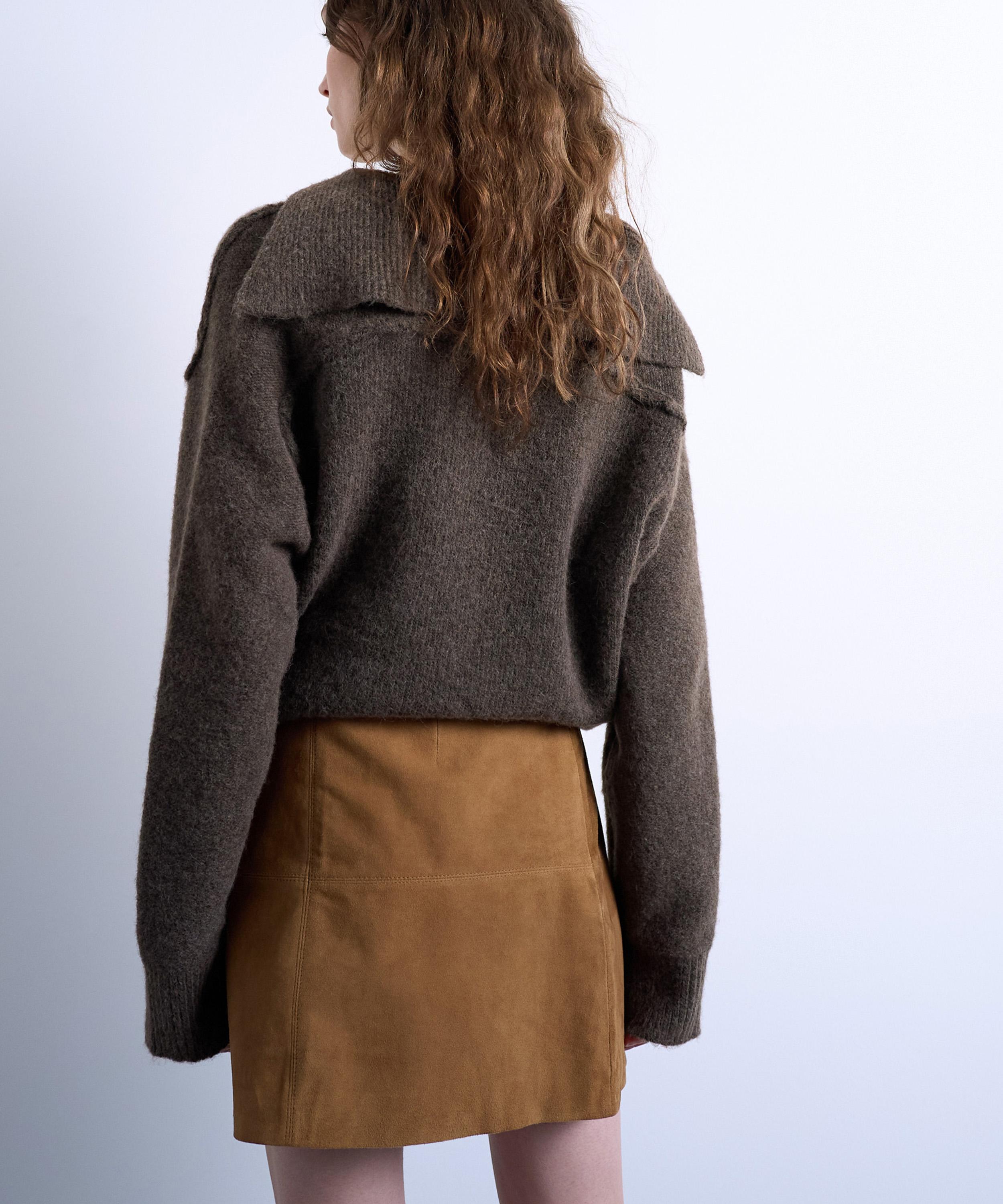 TOPSHOP - Toffee Suede Seamed Mini Skirt image number 1