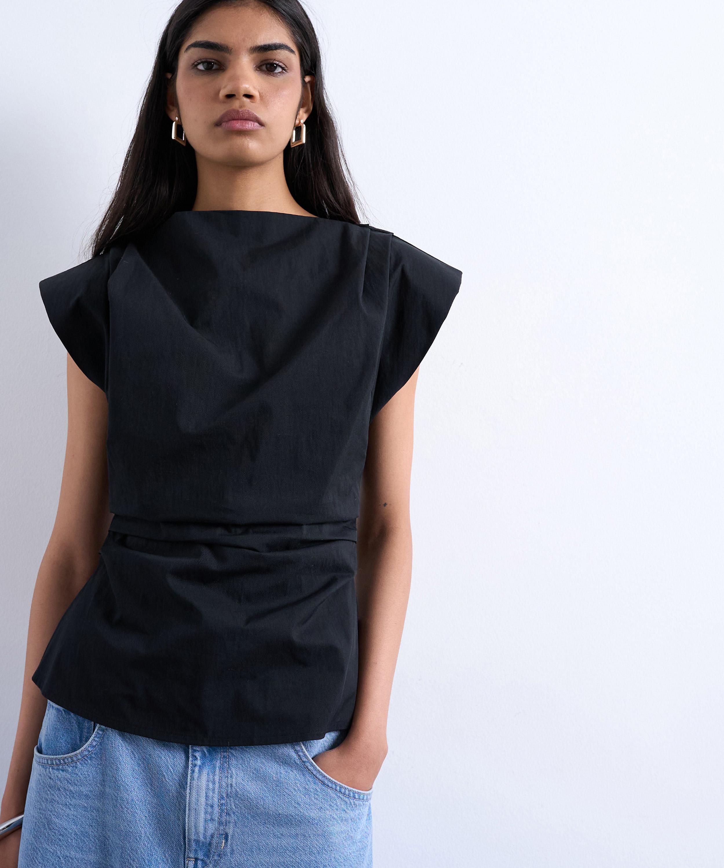 TOPSHOP - Buttermilk Waisted Structured Shoulder Top image number 0