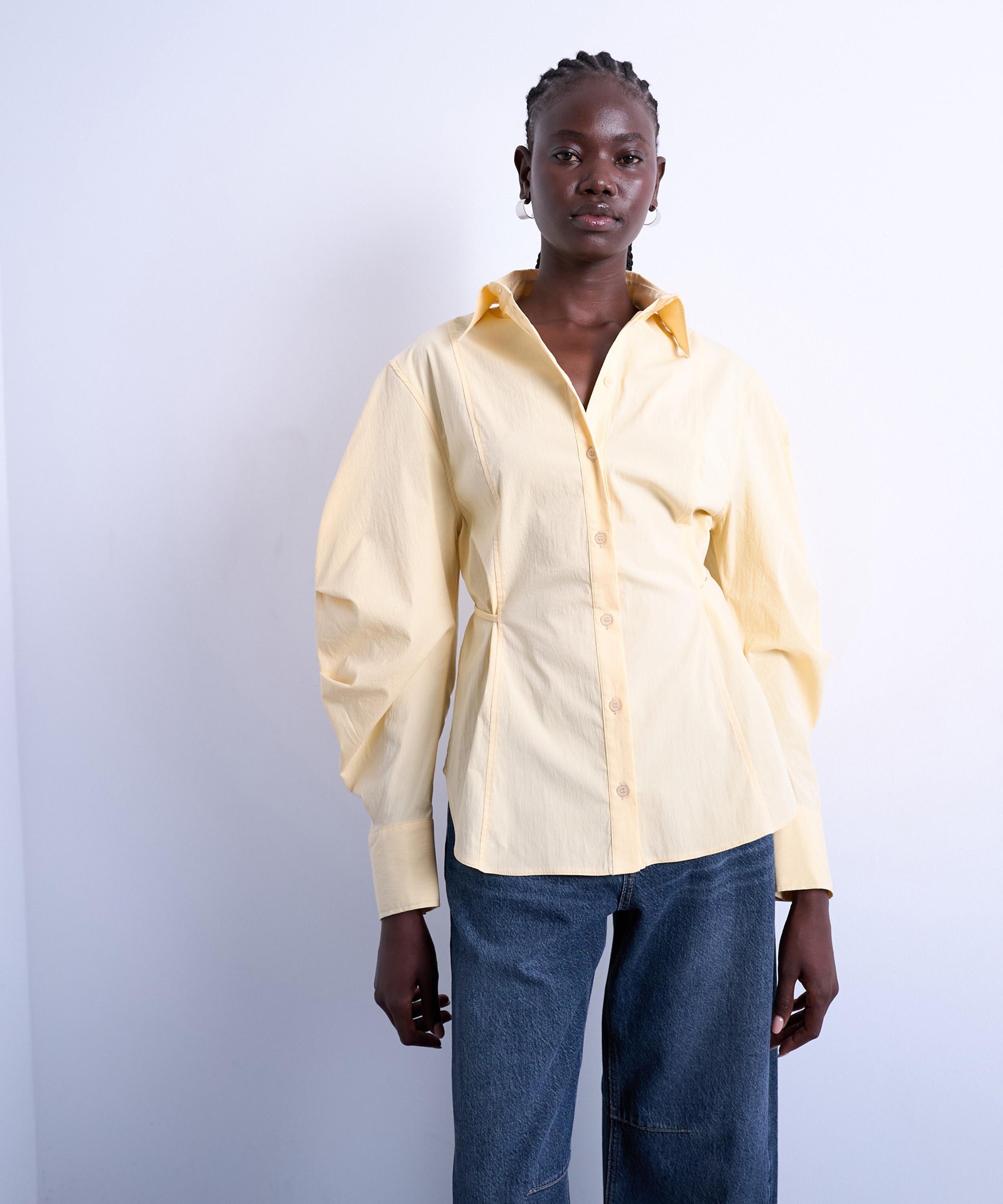 TOPSHOP - Buttermilk Tie-Back Long-Sleeve Shirt image number 0