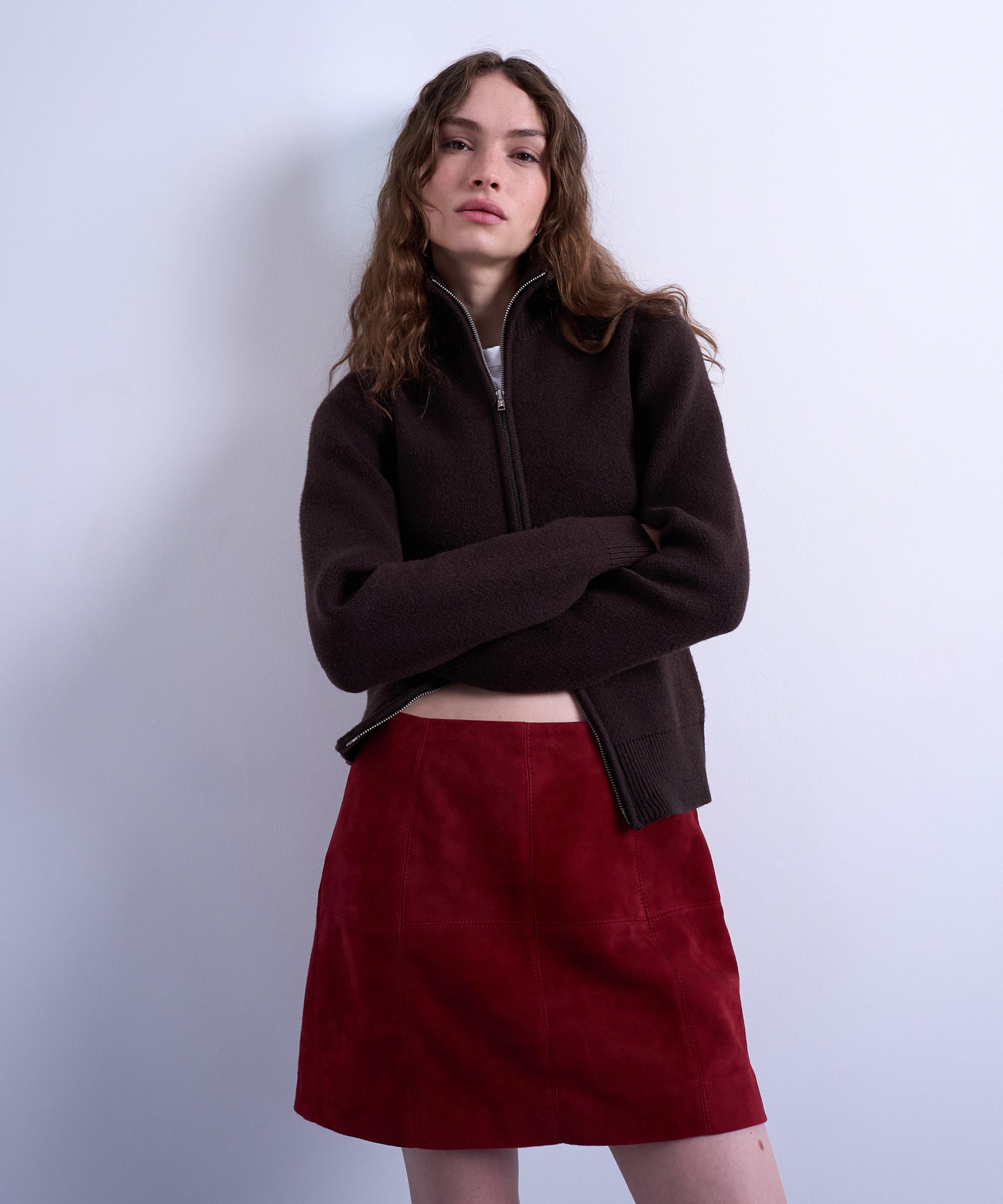 TOPSHOP - Burgundy Co-Ord Suede Mini Pelmet Skirt