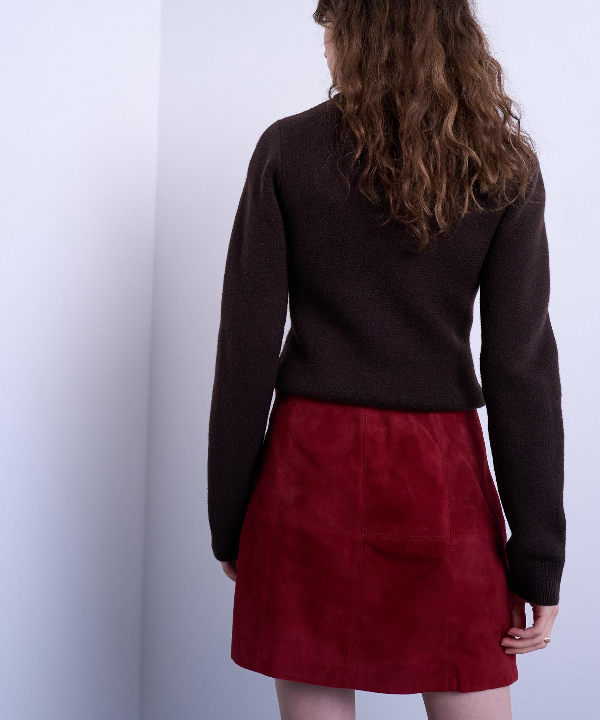 TOPSHOP - Burgundy Co-Ord Suede Mini Pelmet Skirt image number 1