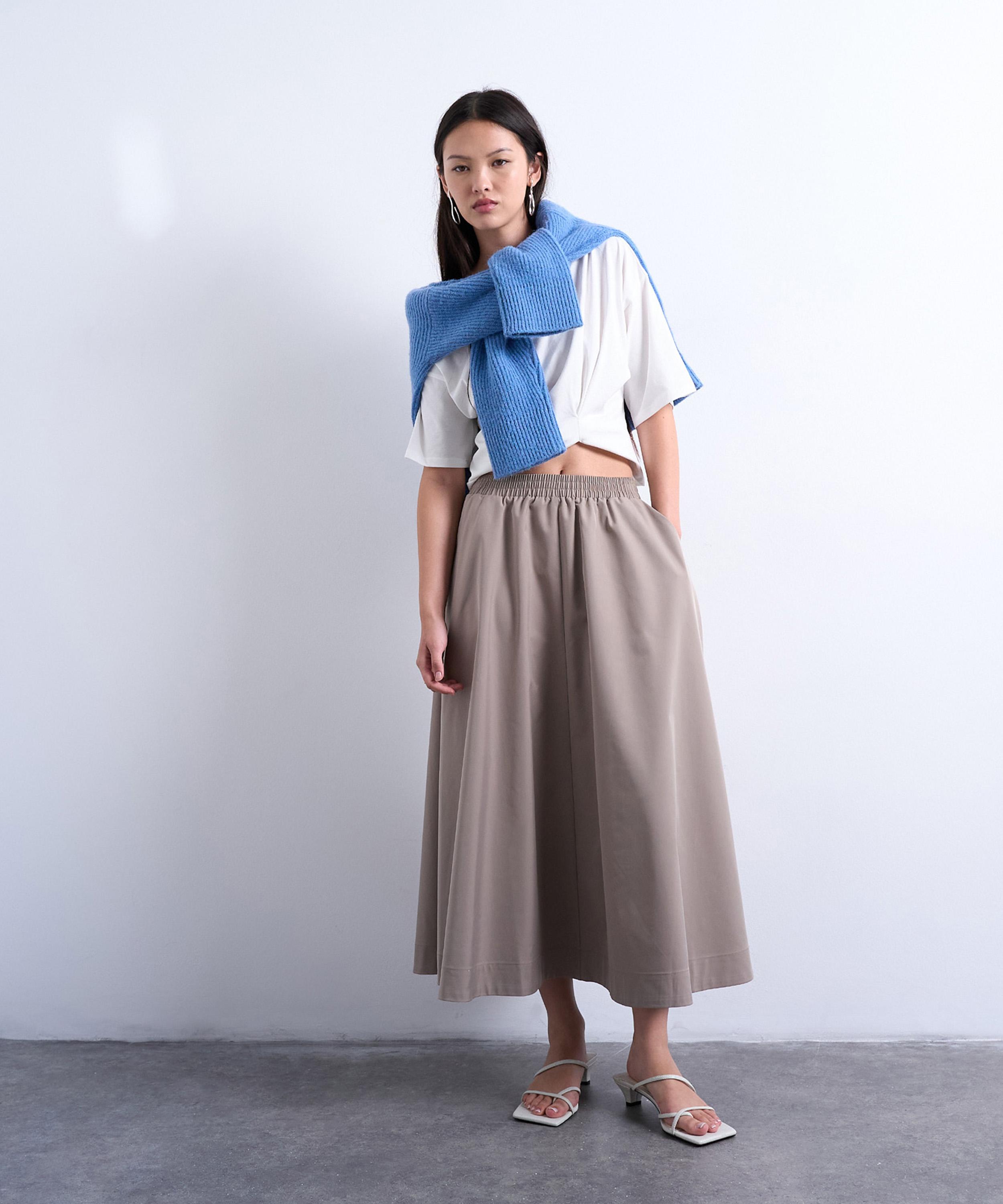 TOPSHOP - Taupe Midi Skirt