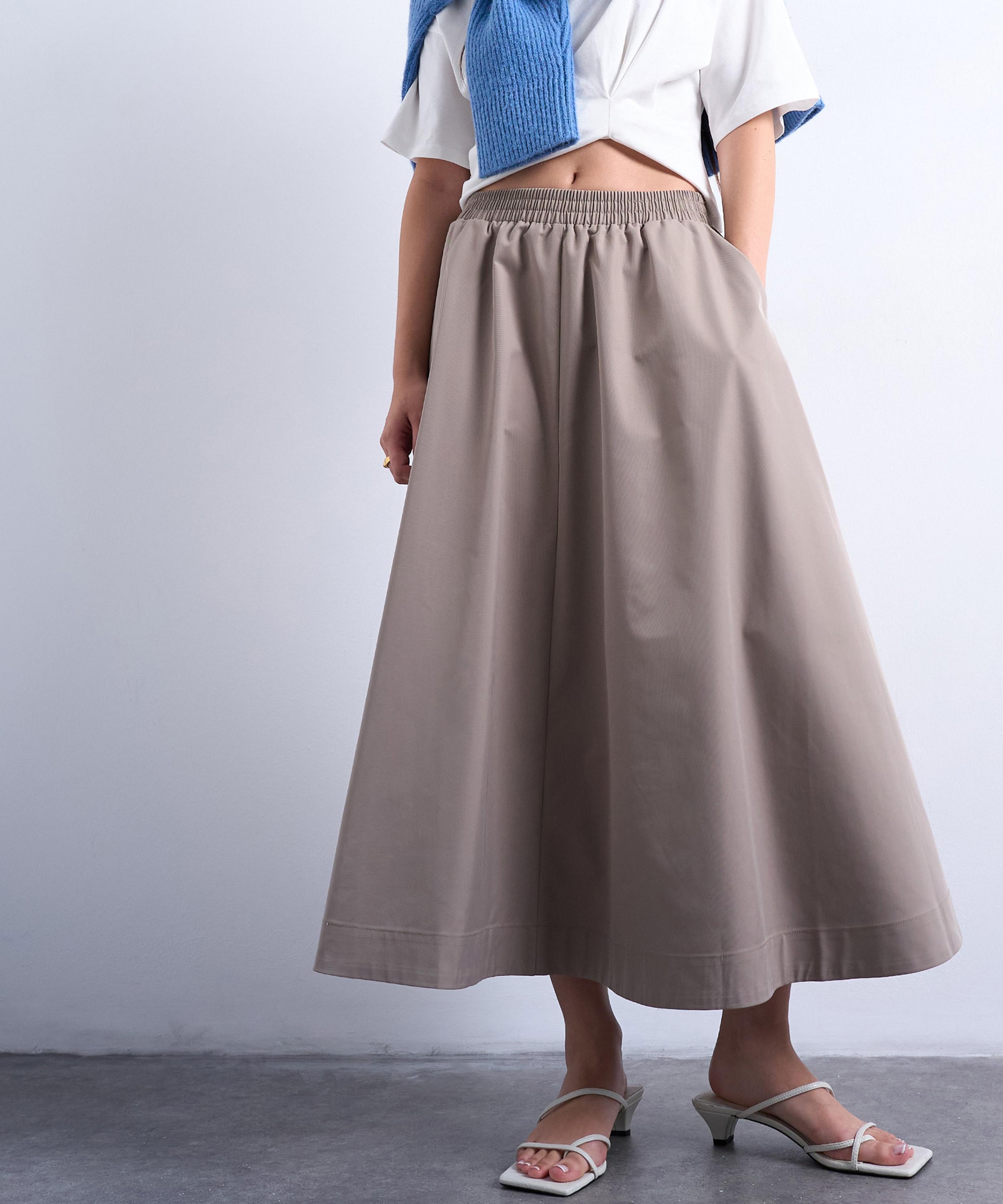 TOPSHOP - Taupe Midi Skirt image number 1