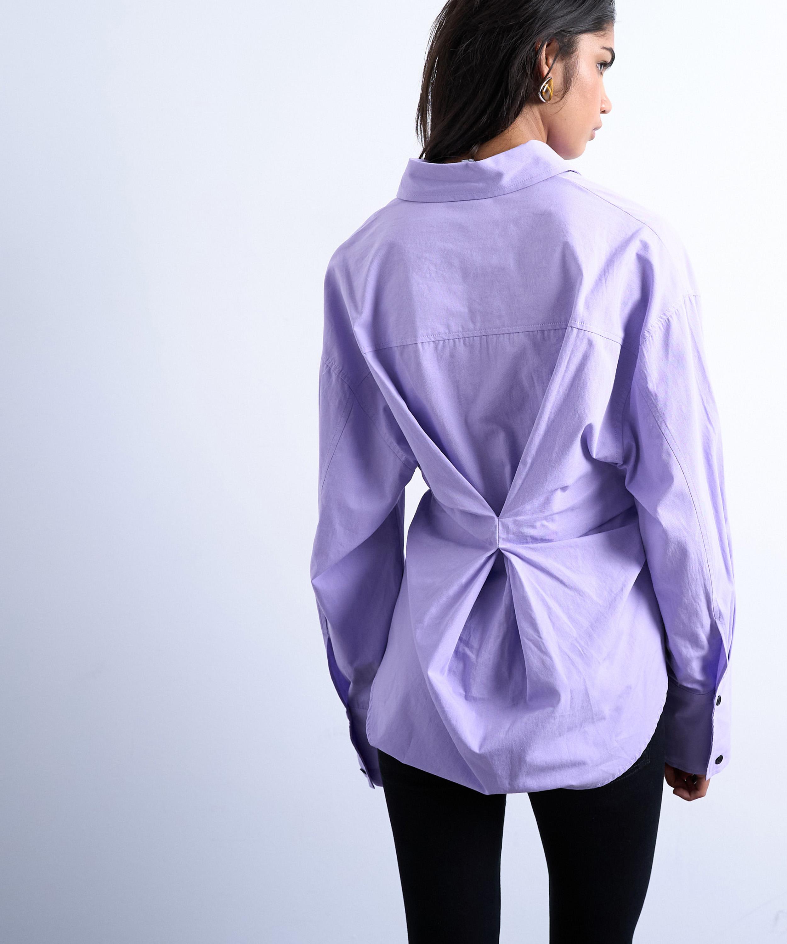 TOPSHOP - Purple Asymmetric Placket Long-Sleeve Shirt image number 3