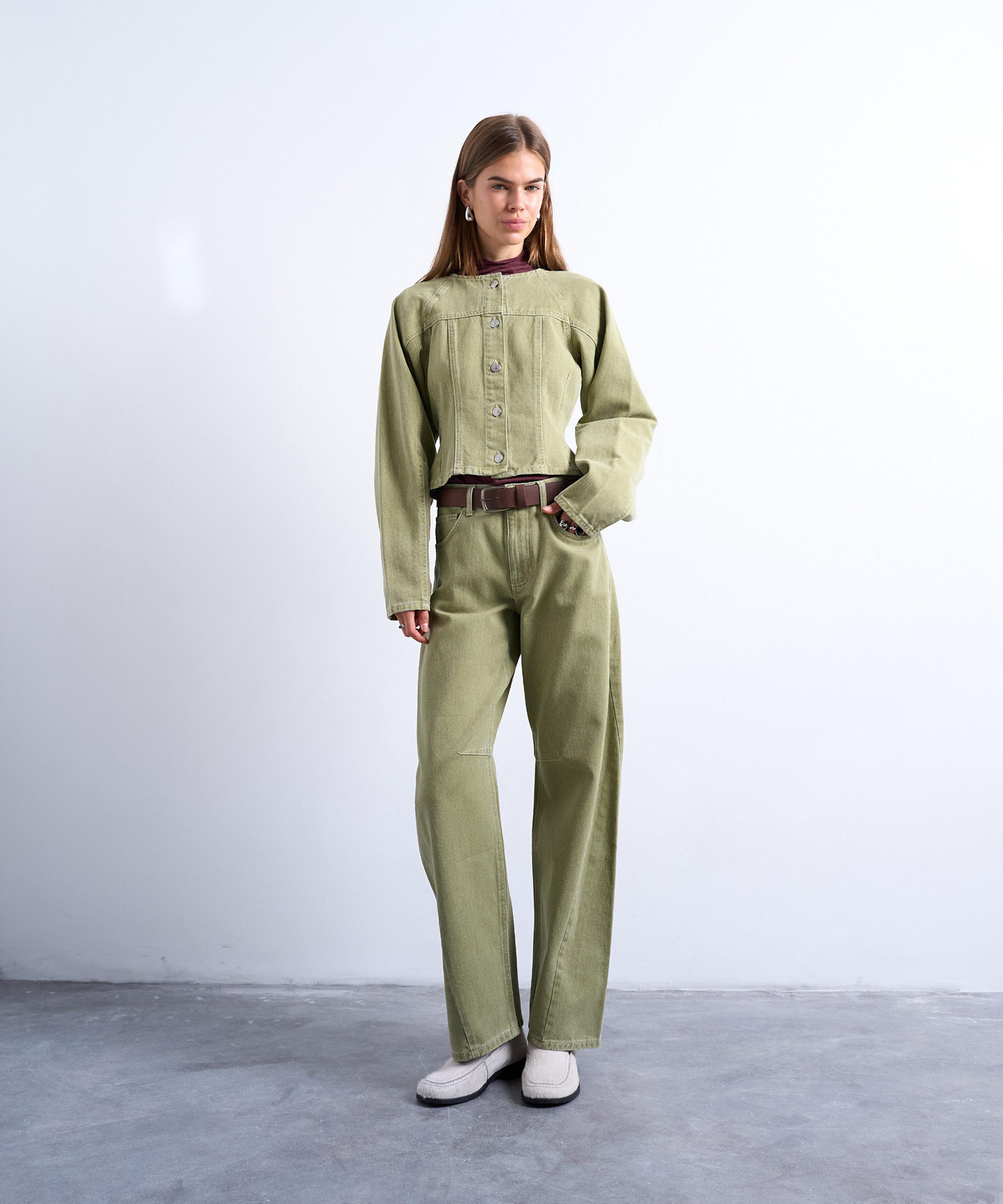 TOPSHOP - Avocado Denim Cinch Shirt Shirt image number 1