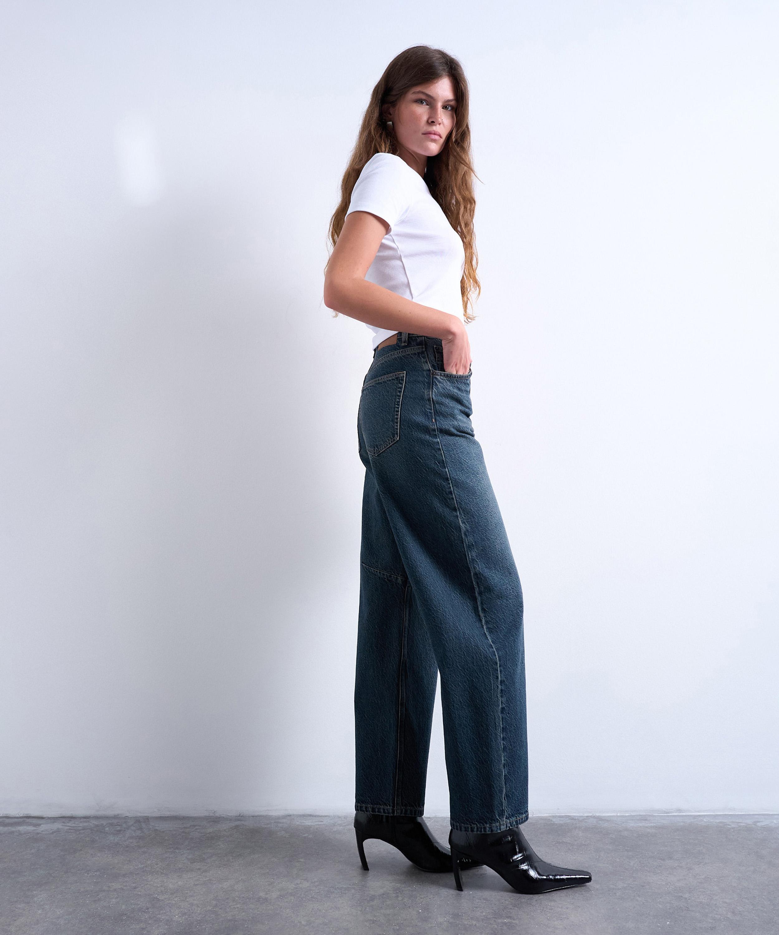 TOPSHOP - Blue Black Barrel Jeans  image number 1