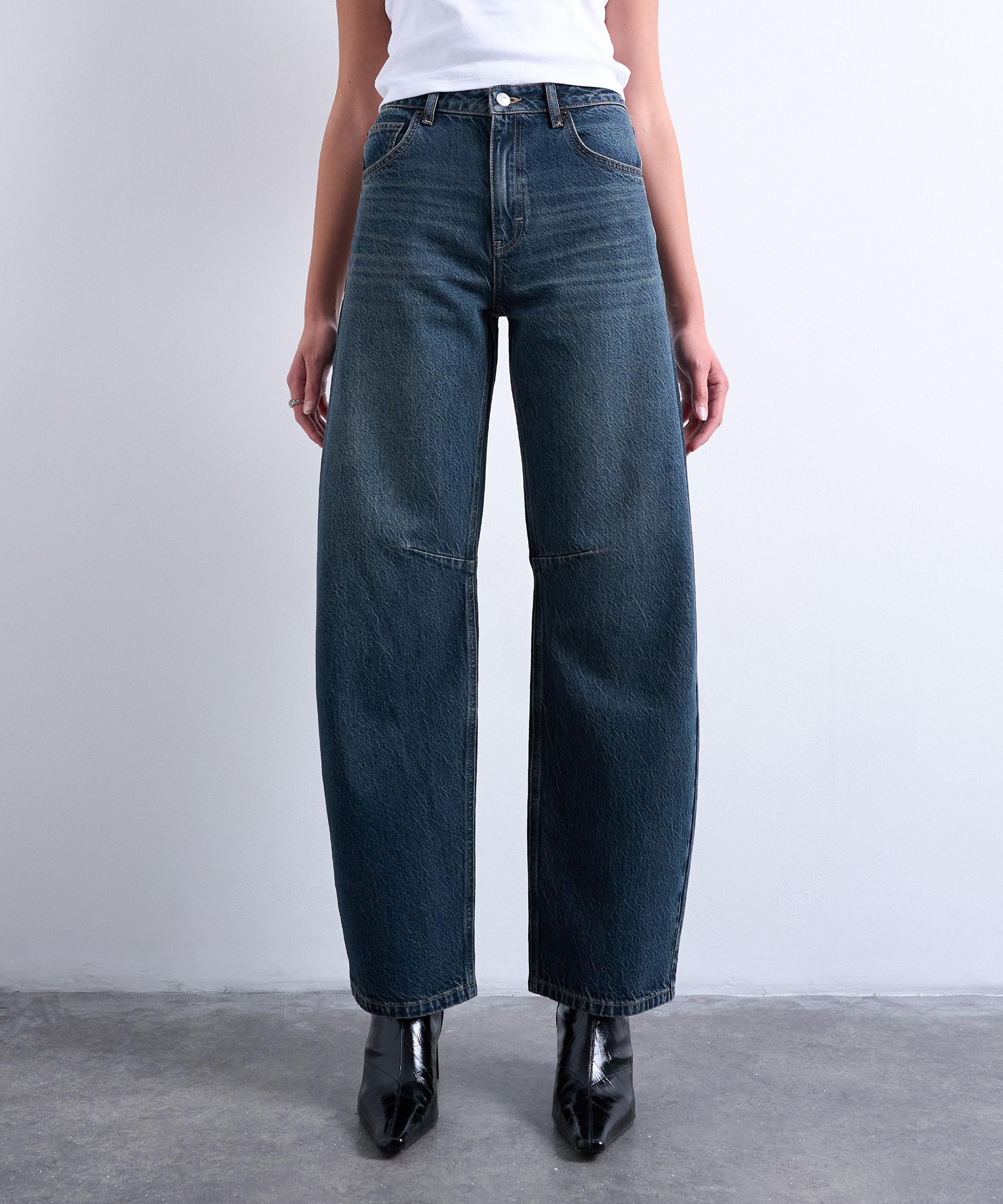 TOPSHOP - Blue Black Barrel Jeans  image number 2