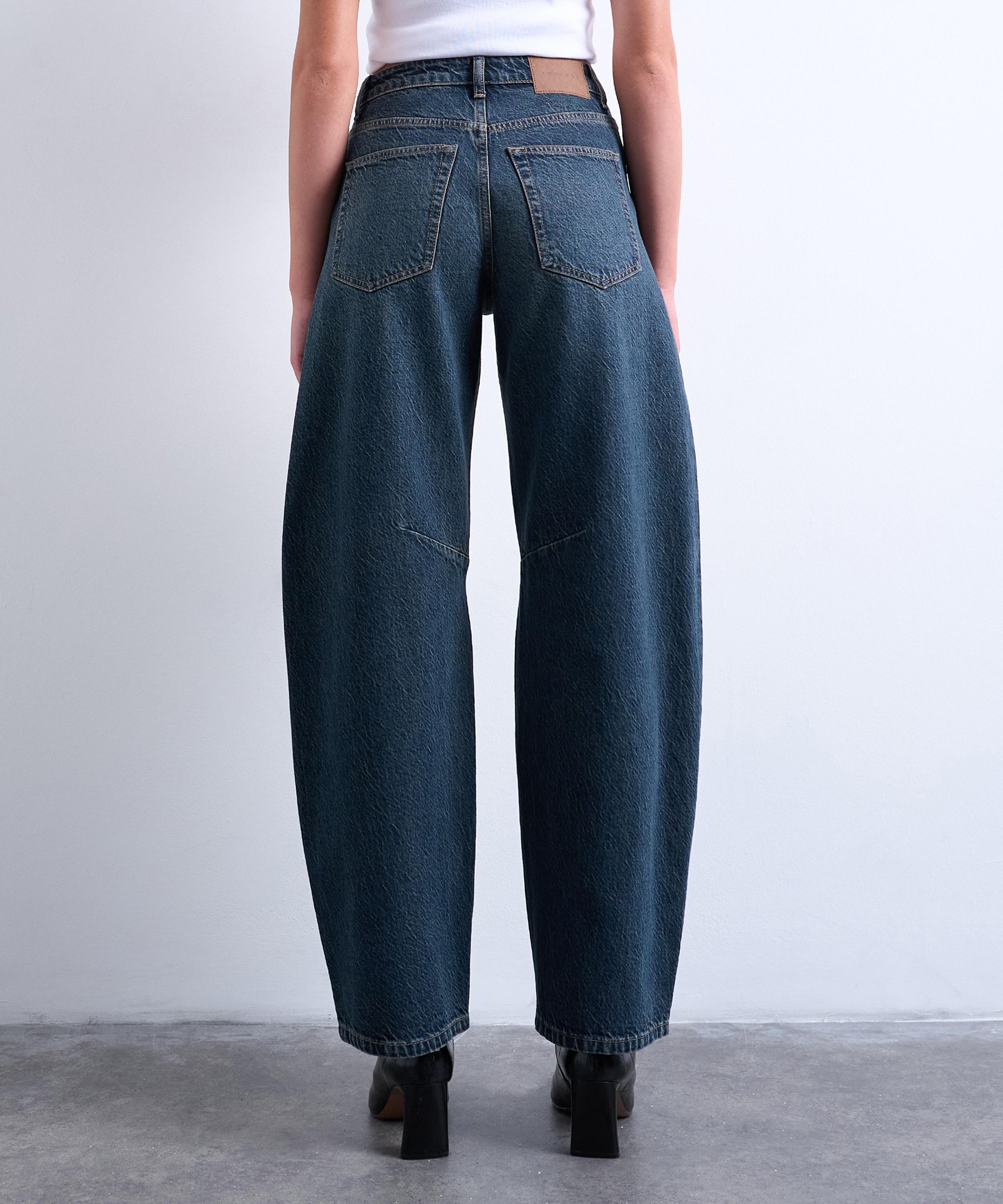 TOPSHOP - Blue Black Barrel Jeans  image number 3