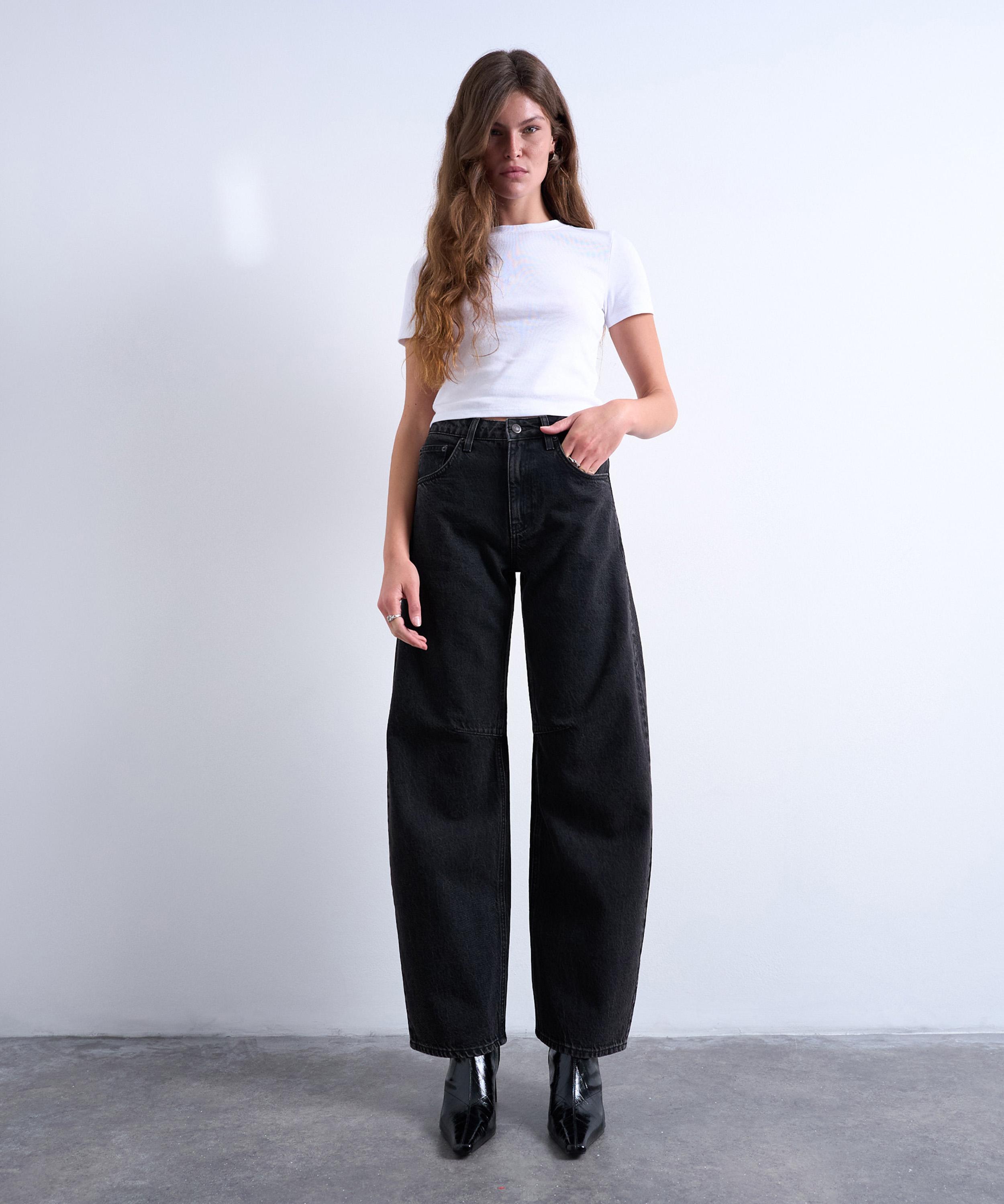 TOPSHOP - Washed Black Barrel Jeans  image number 0