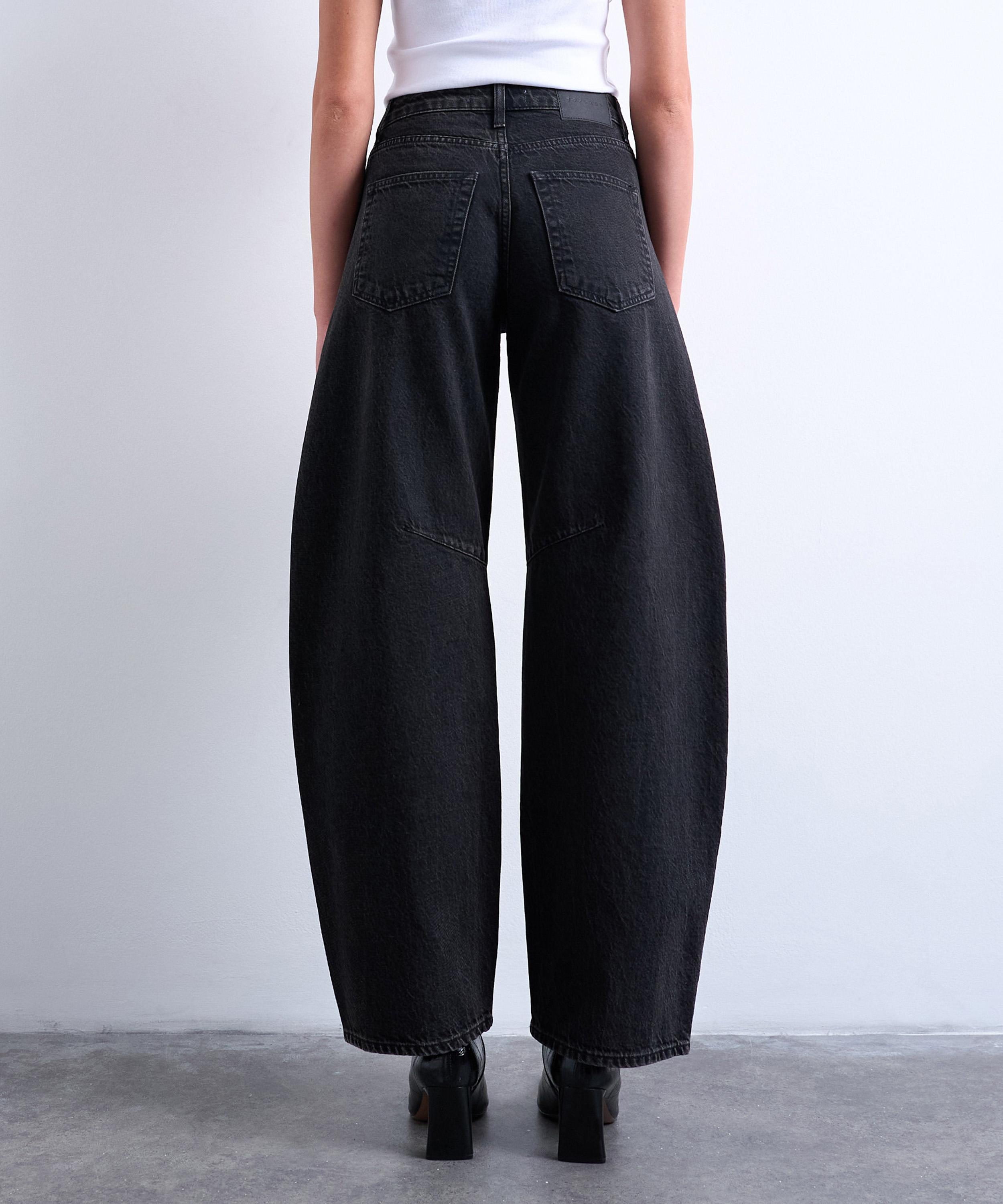 TOPSHOP - Washed Black Barrel Jeans  image number 3