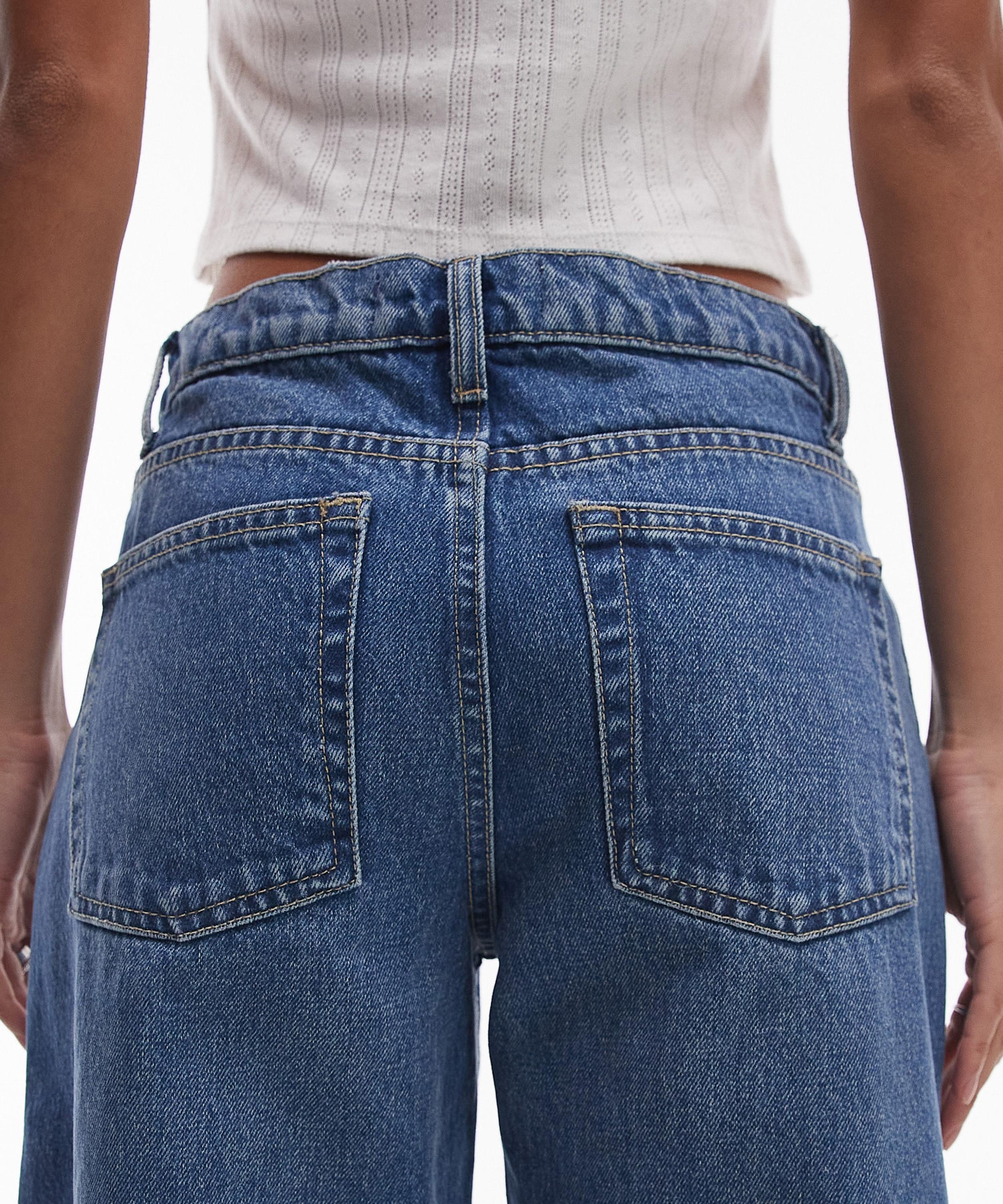 TOPSHOP - Mid-Blue Ember Low-Rise Wide-Leg Jeans image number 3
