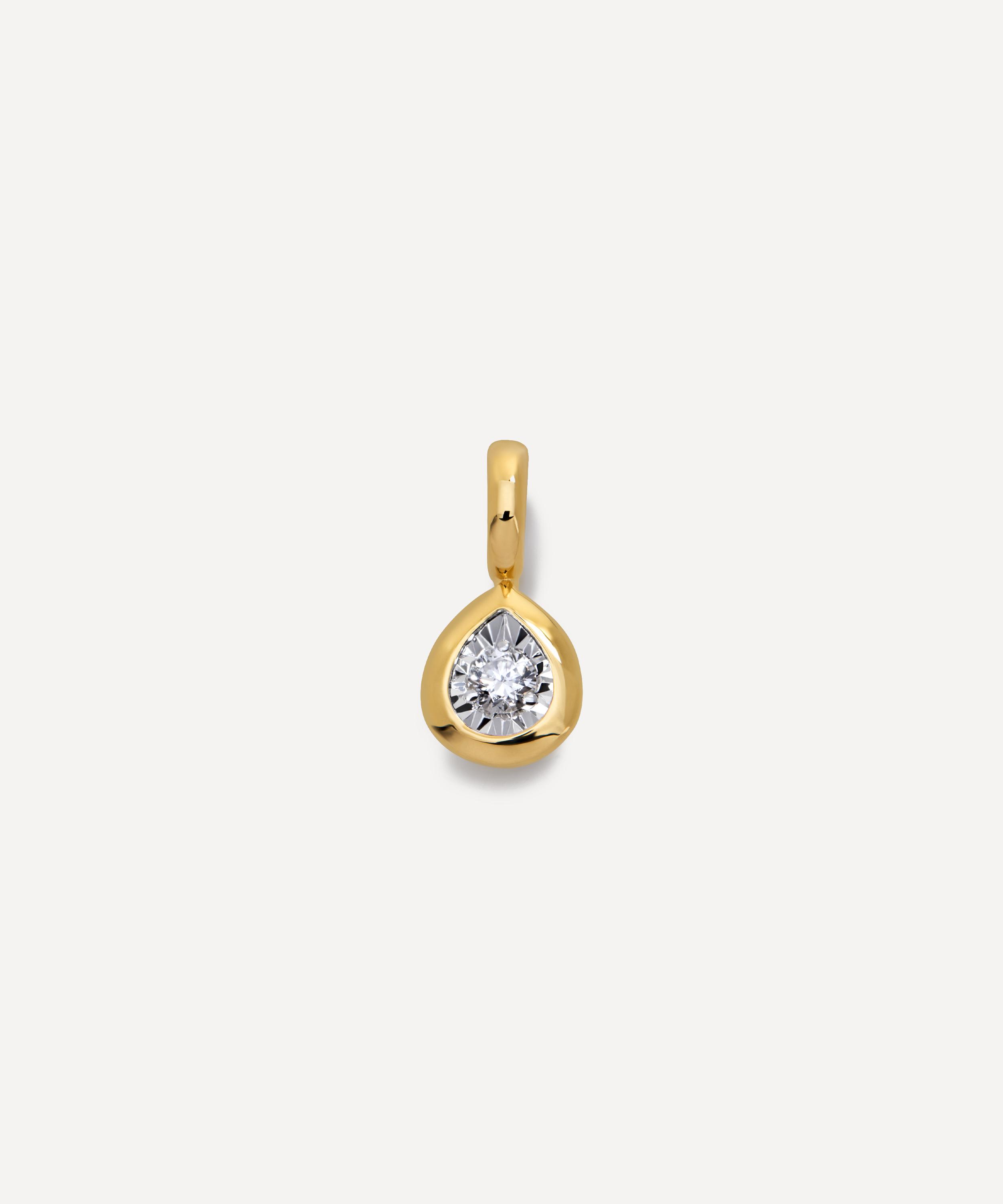 Monica Vinader - 18ct Gold-Plated Vermeil Silver Pear Solitaire Diamond Pendant