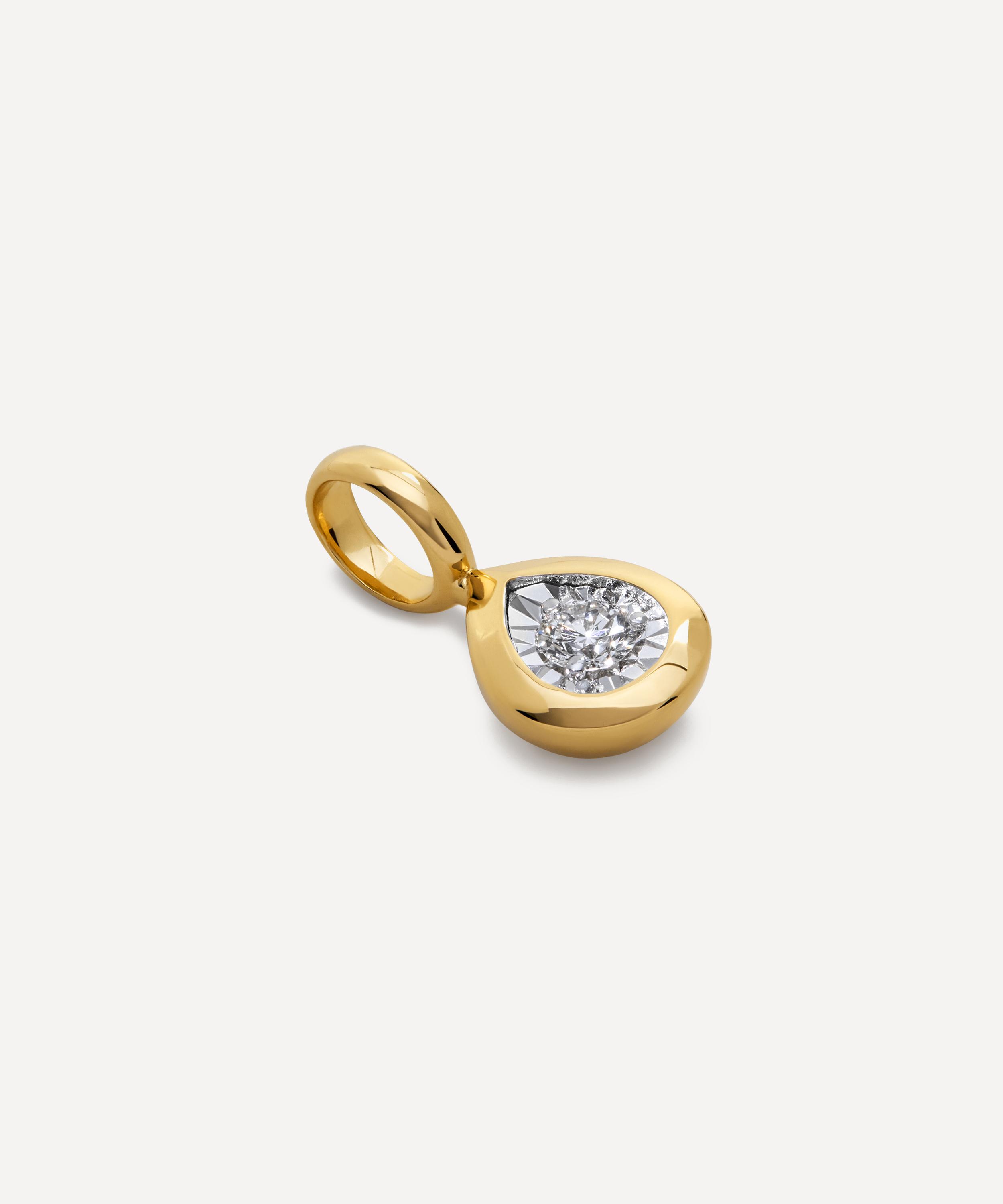 Monica Vinader - 18ct Gold-Plated Vermeil Silver Pear Solitaire Diamond Pendant image number 1