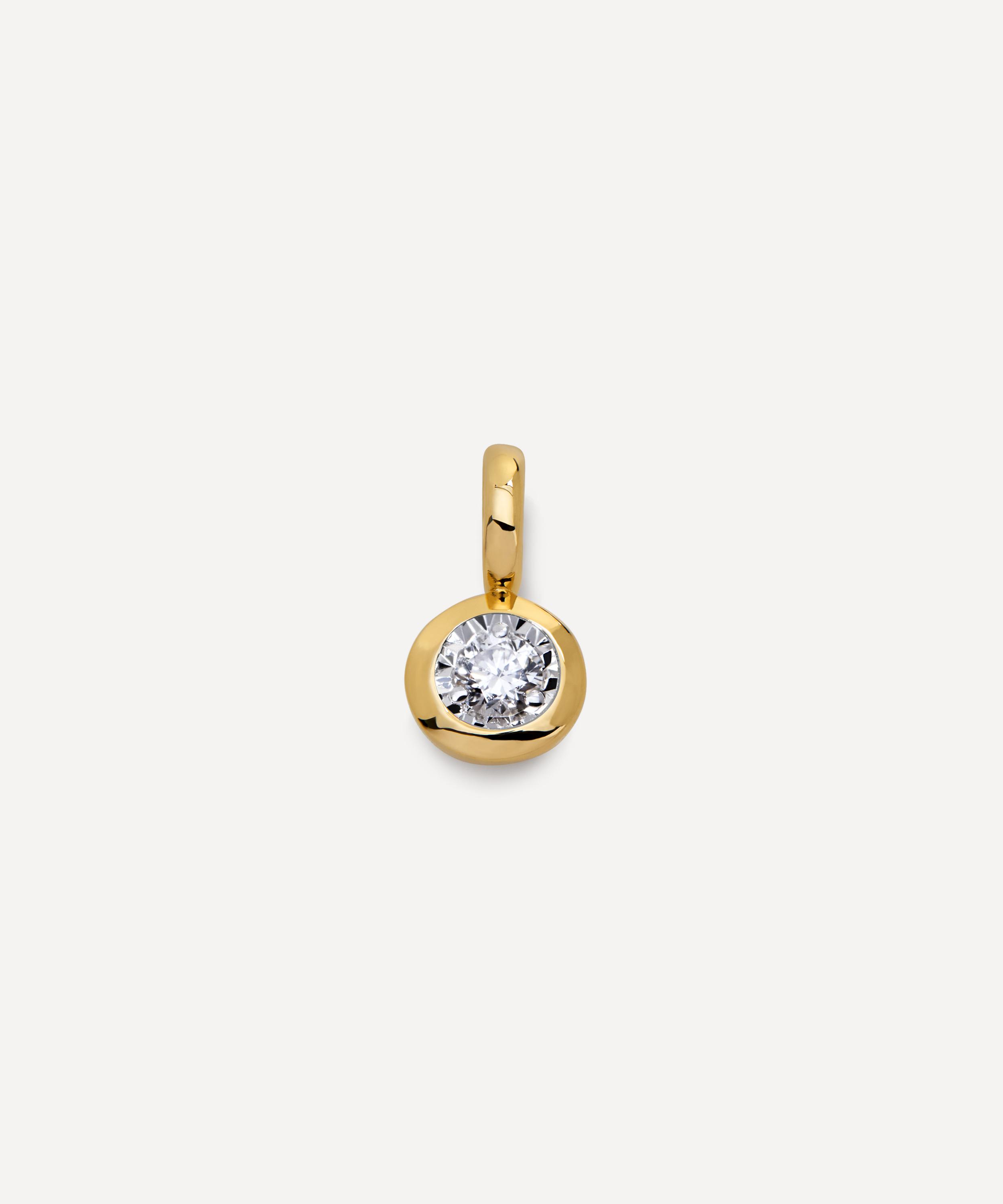 Monica Vinader - 18ct Gold-Plated Vermeil Silver Round Solitaire Diamond Pendant