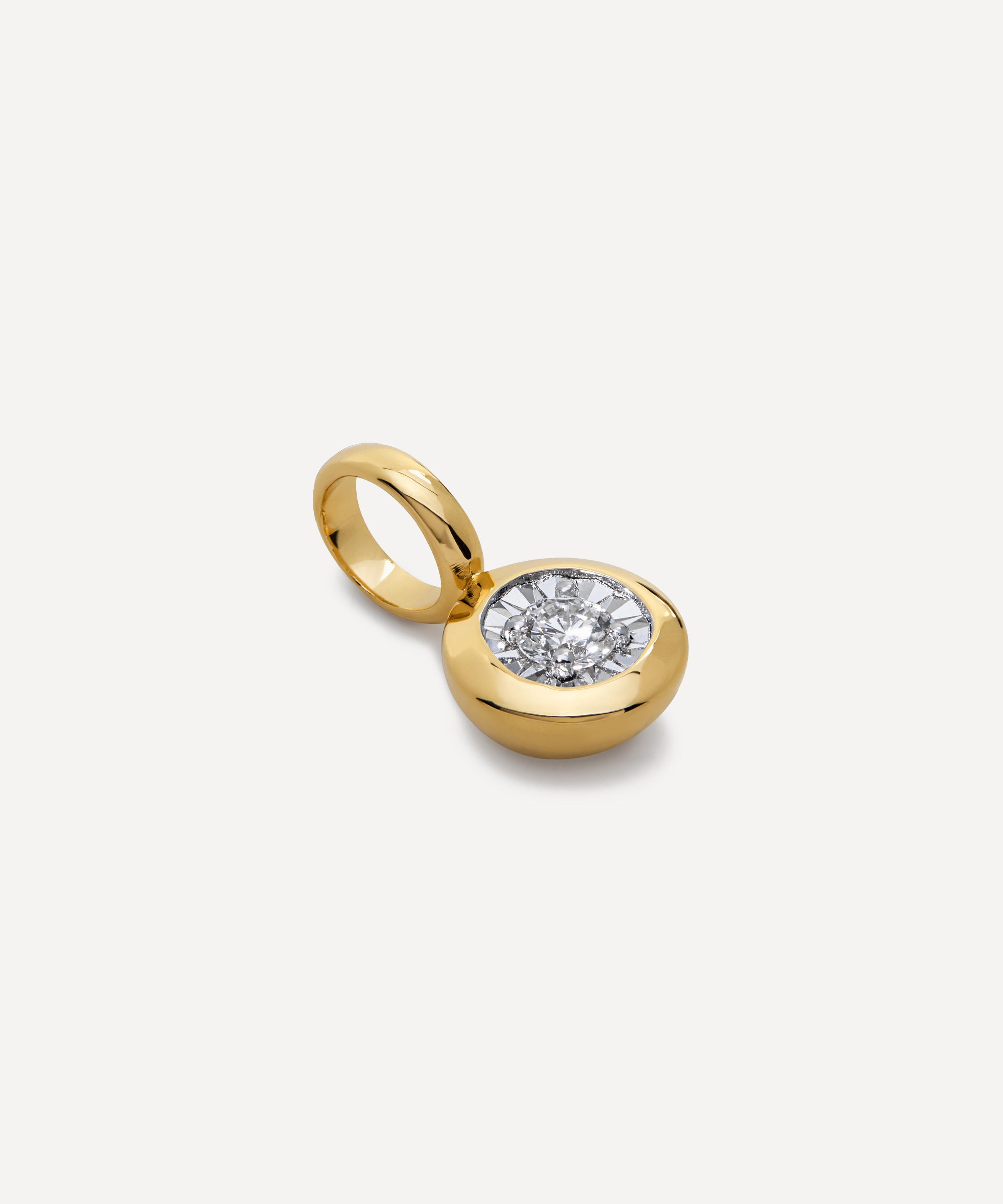 Monica Vinader - 18ct Gold-Plated Vermeil Silver Round Solitaire Diamond Pendant image number 1