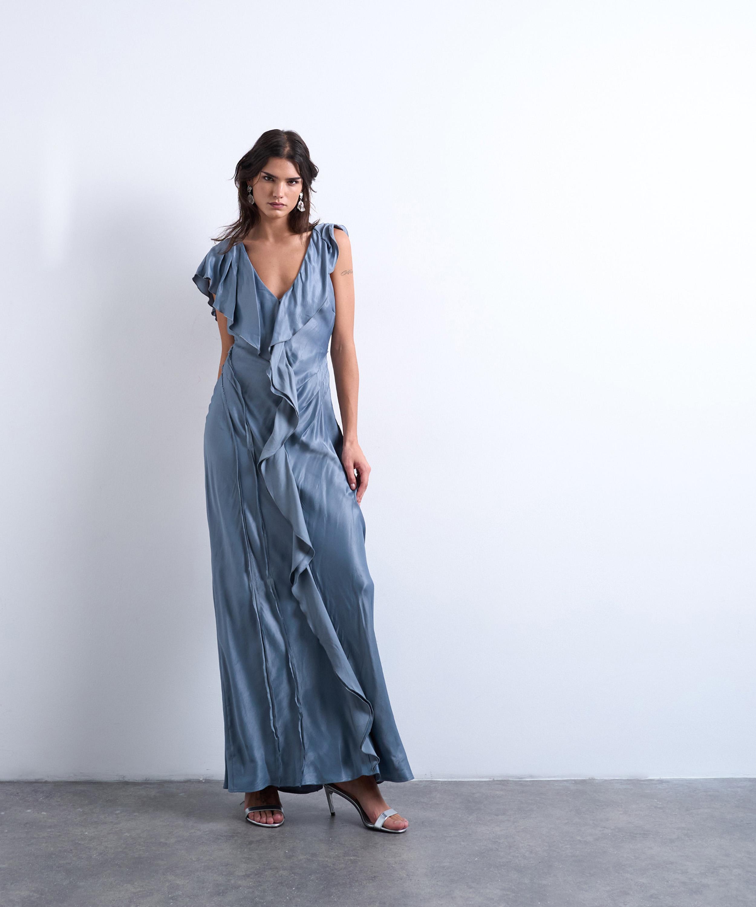 TOPSHOP - Raw Seamed Frill Maxi Dress