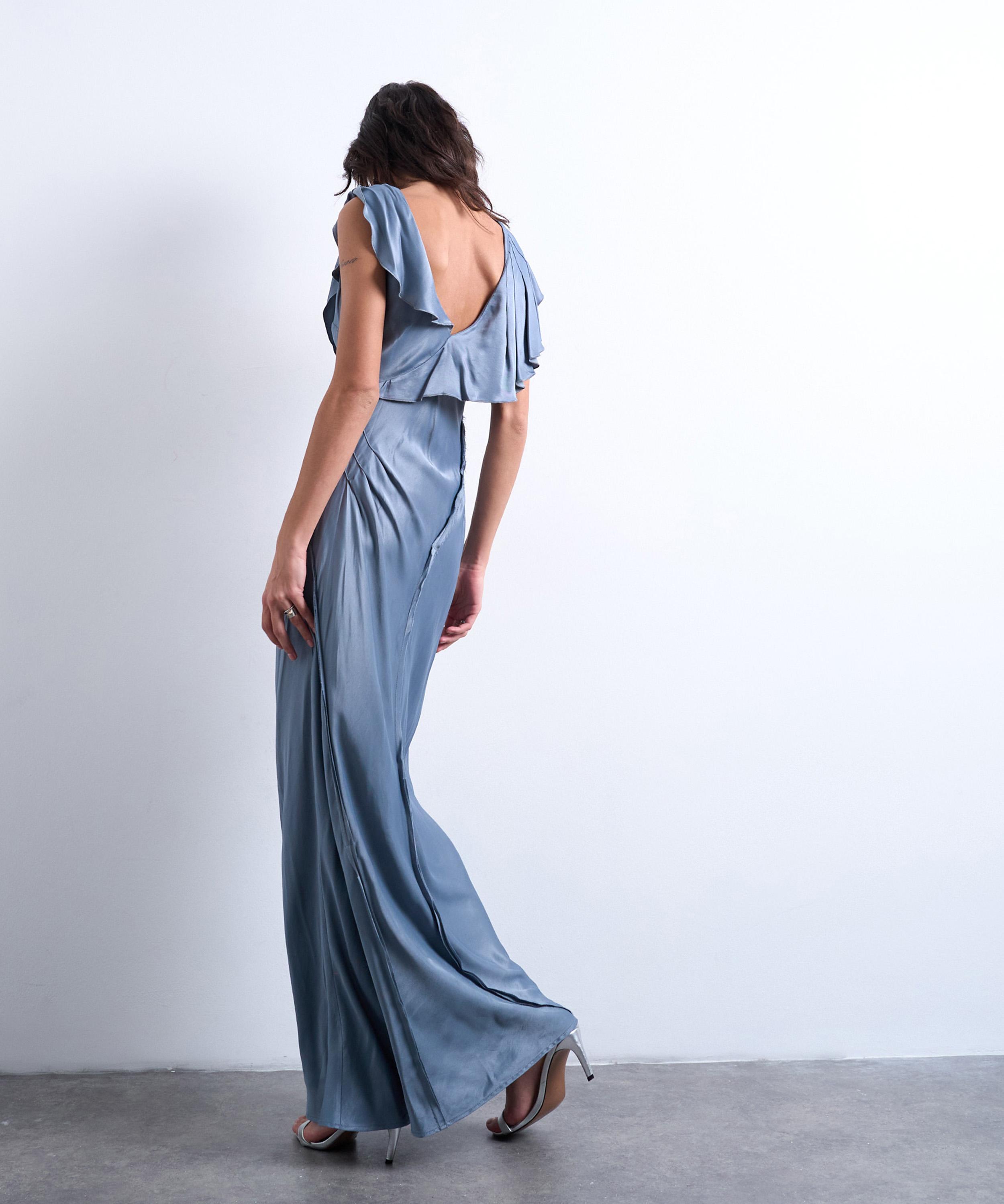 TOPSHOP - Raw Seamed Frill Maxi Dress image number 3