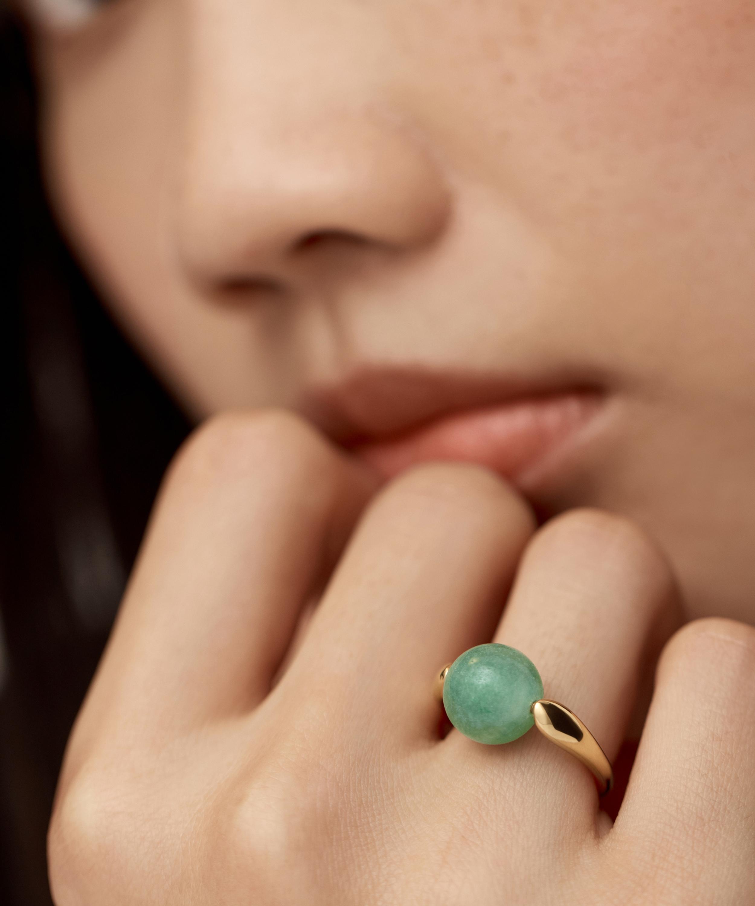 Monica Vinader - X Kate Young 18ct Gold-Plated Vermeil Silver Round Gemstone Ring image number 1