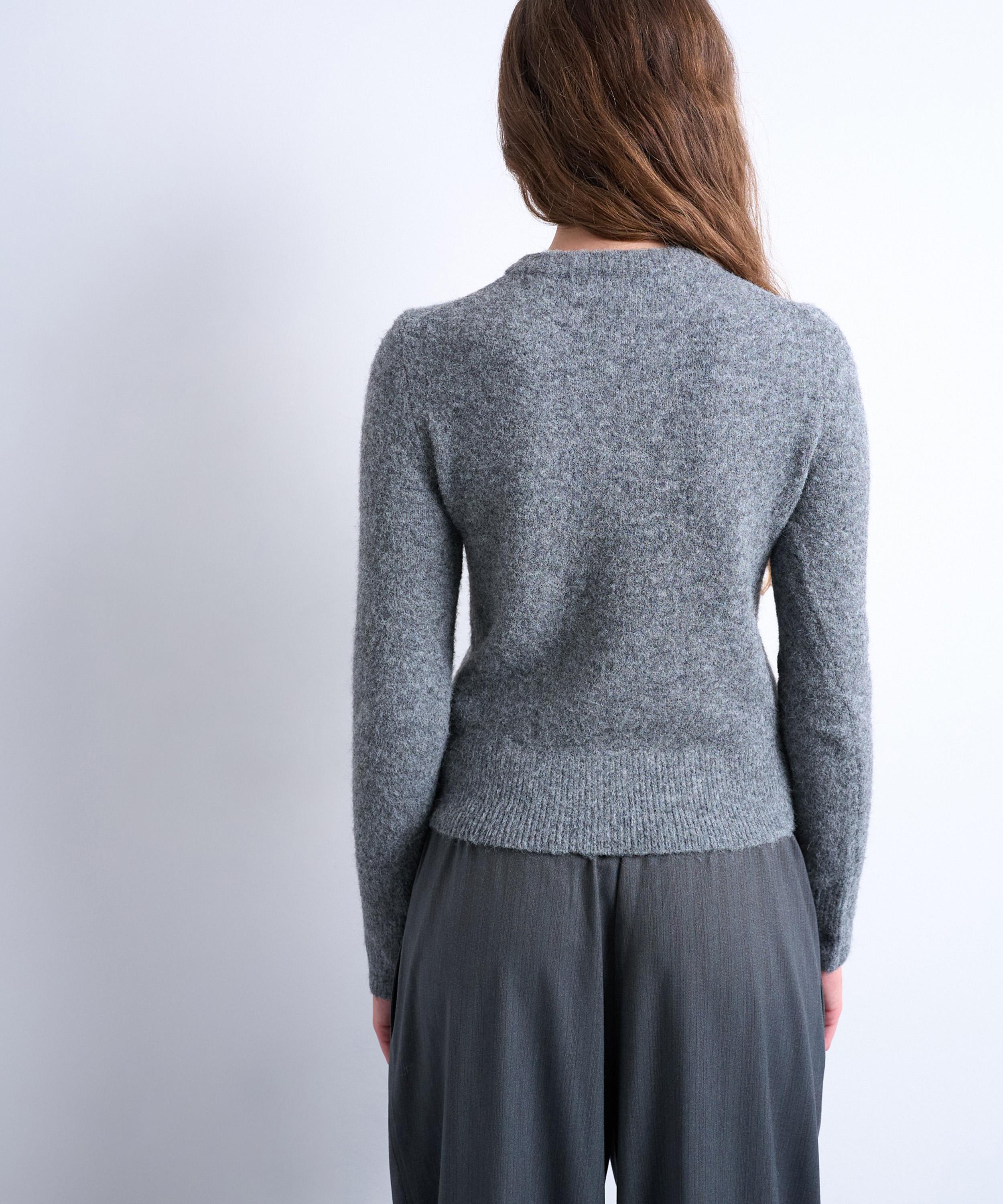 TOPSHOP - Grey Knitted Covered Button Cardigan image number 3