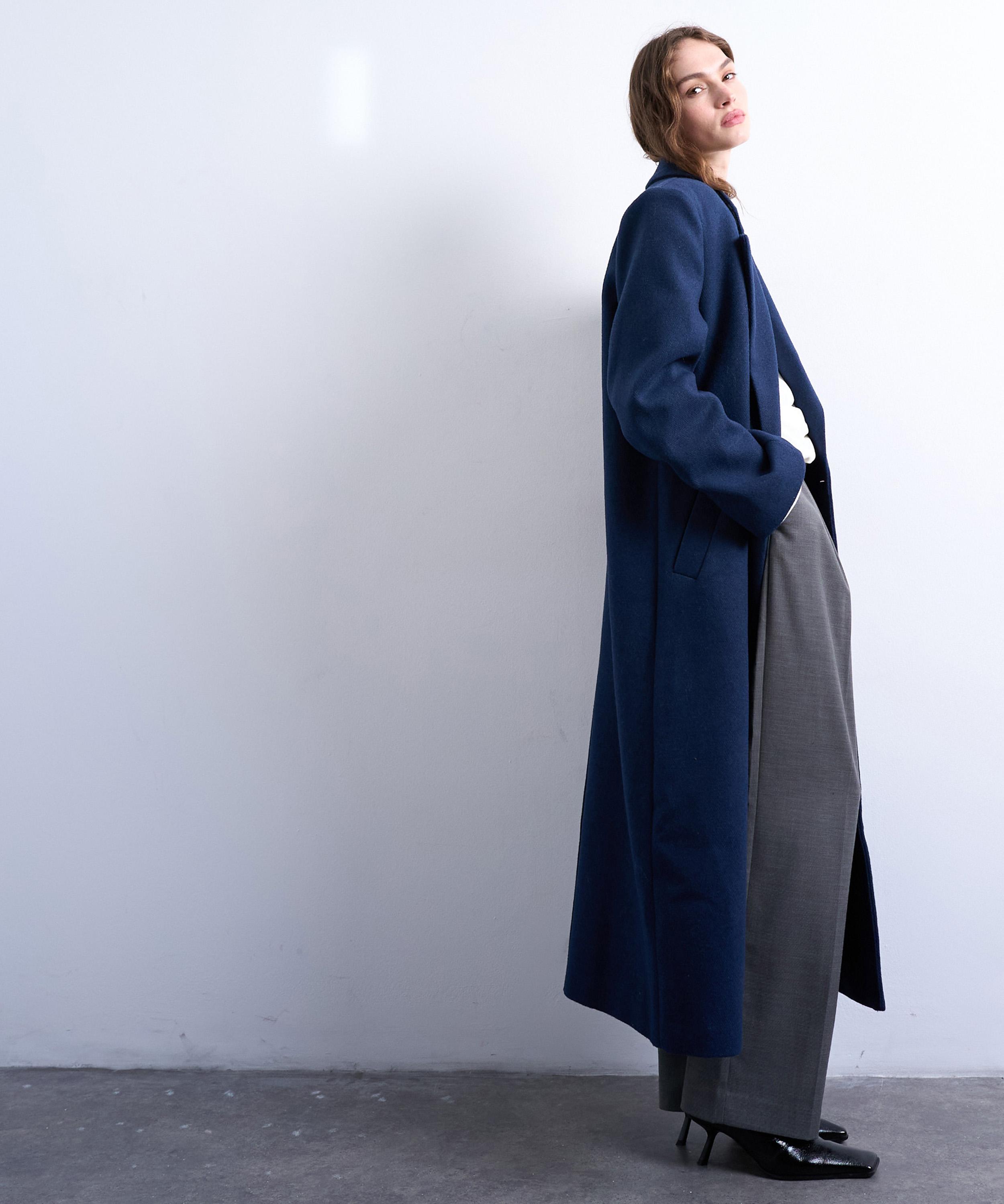 TOPSHOP - Navy Double-Breasted Mensy Overcoat image number 2