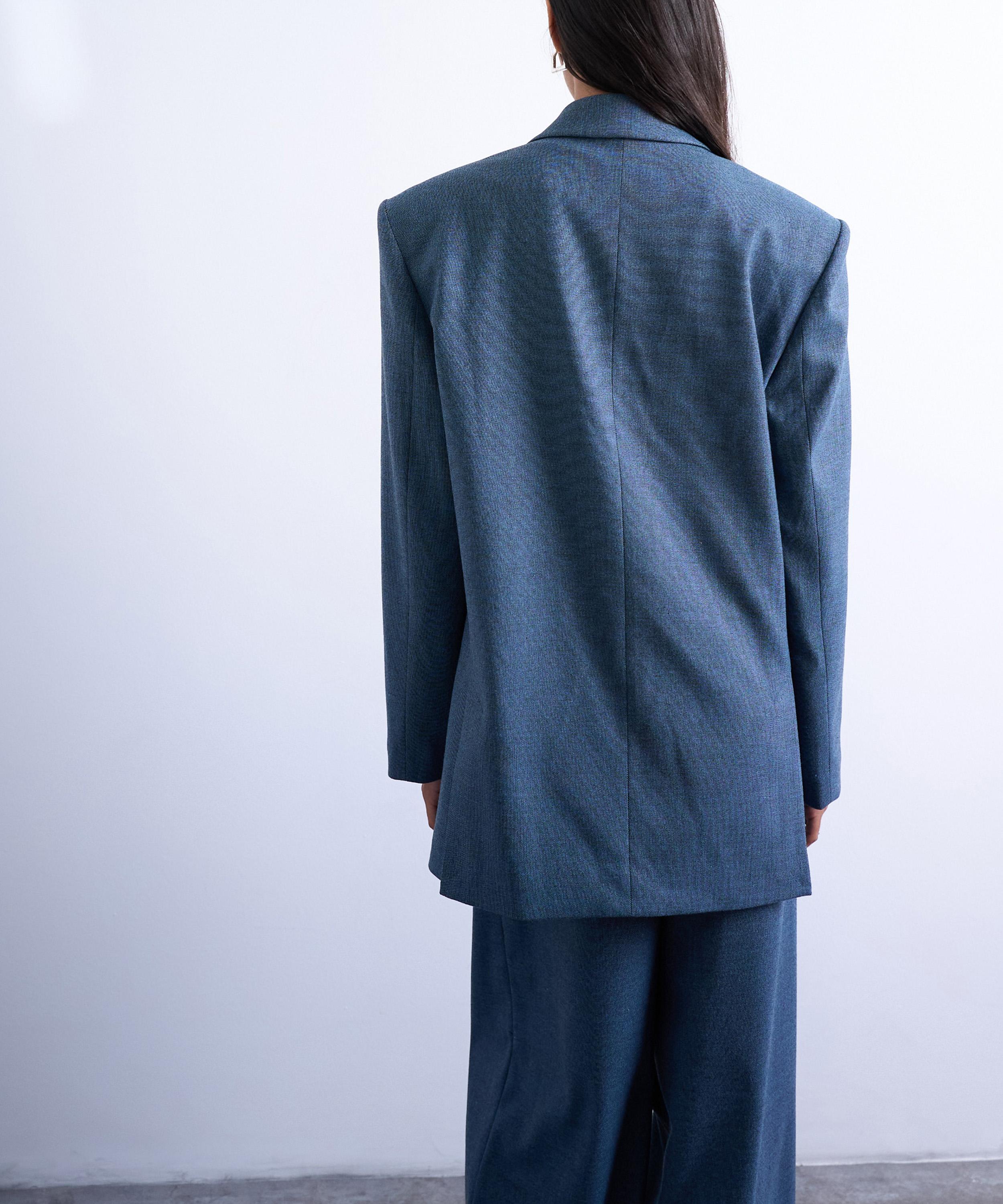 TOPSHOP - Navy 80s Double-Breasted Oversized Suit Blazer  image number 2