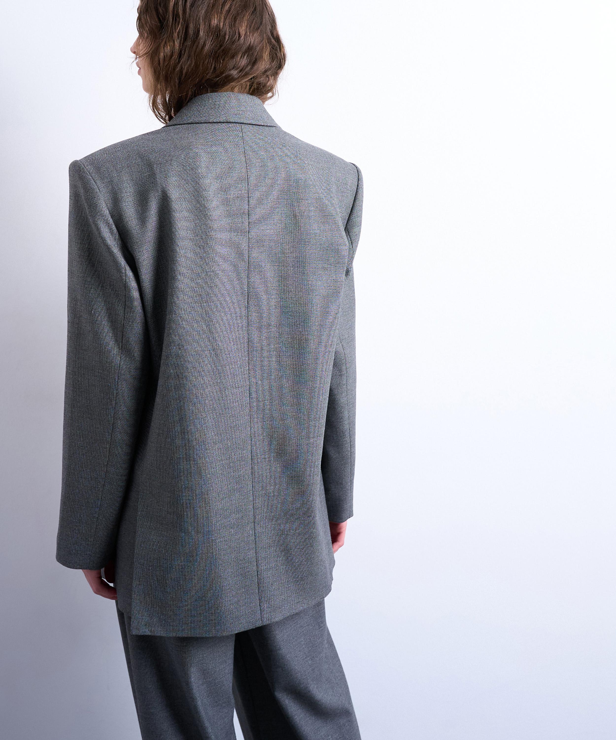 TOPSHOP - Grey 80s Double-Breasted Oversized Suit Blazer  image number 1