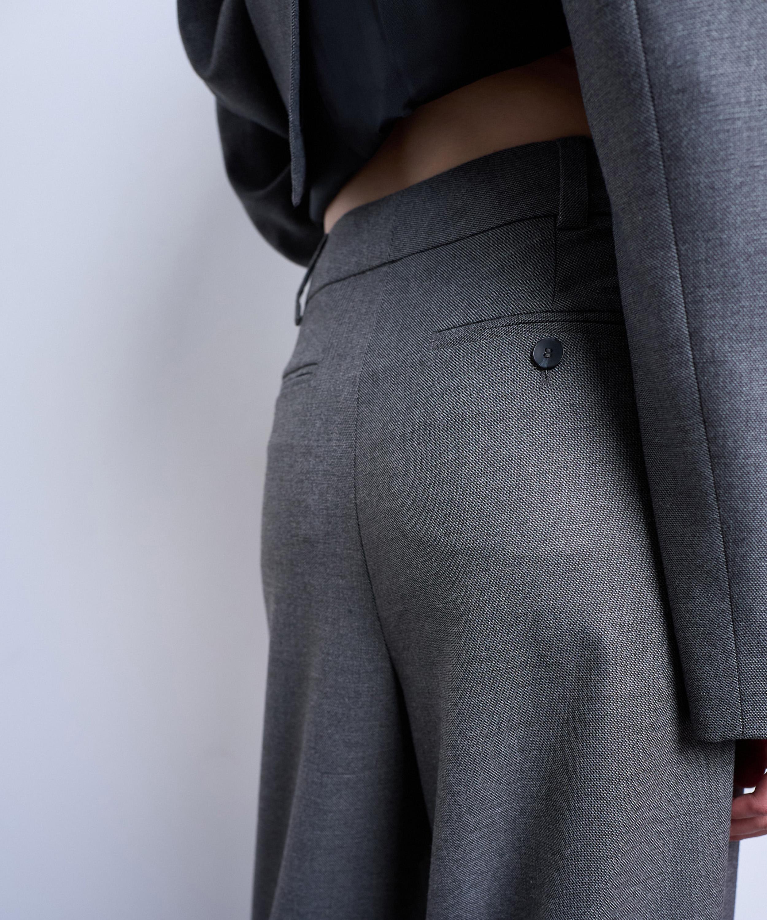 TOPSHOP - Grey Co-Ord Double Pleated Trousers image number 3