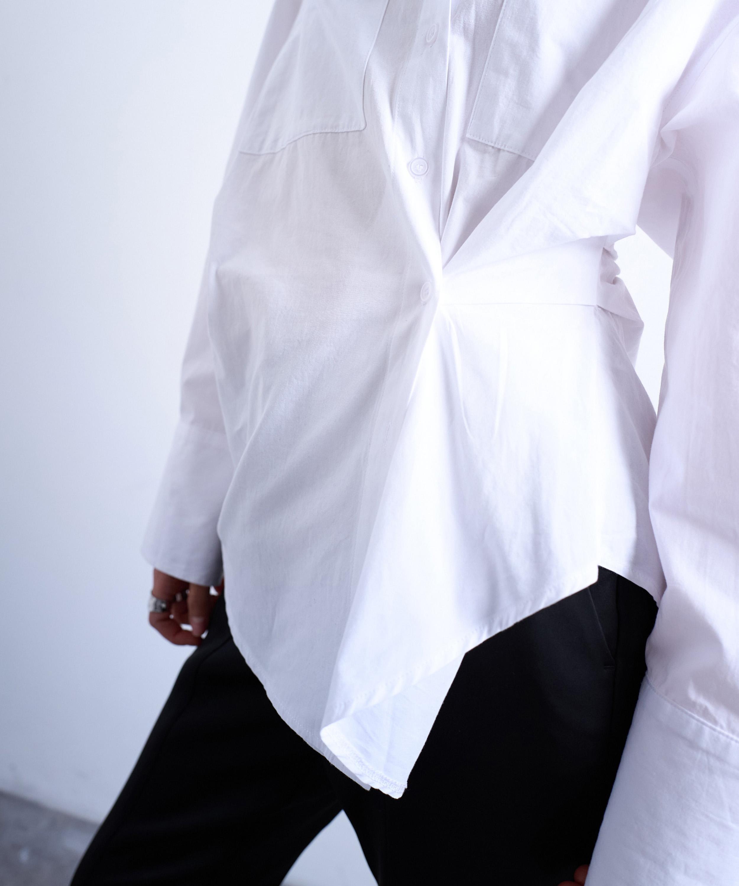 TOPSHOP - White Asymmetric Placket Long-Sleeve Shirt image number 1