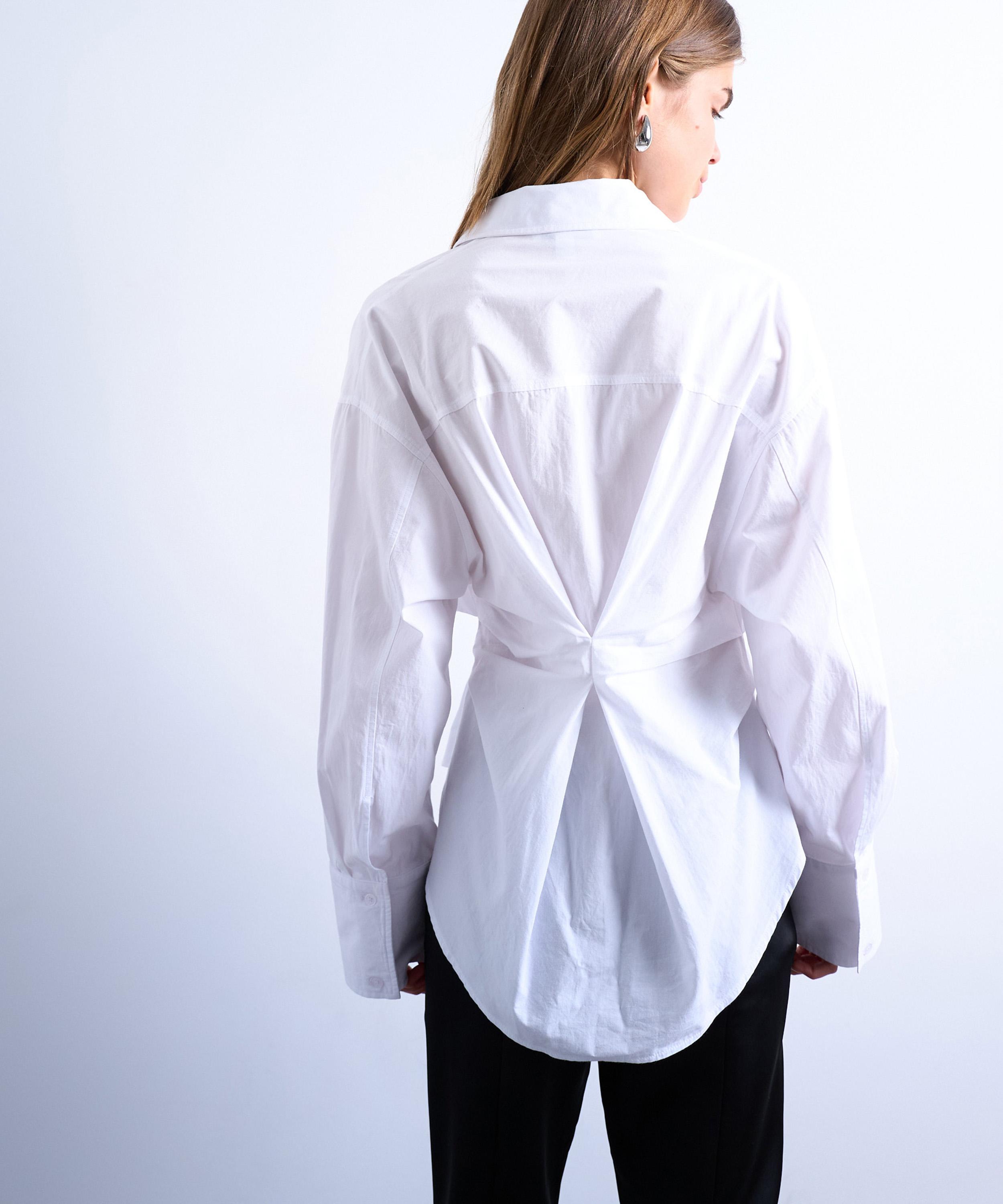 TOPSHOP - White Asymmetric Placket Long-Sleeve Shirt image number 3