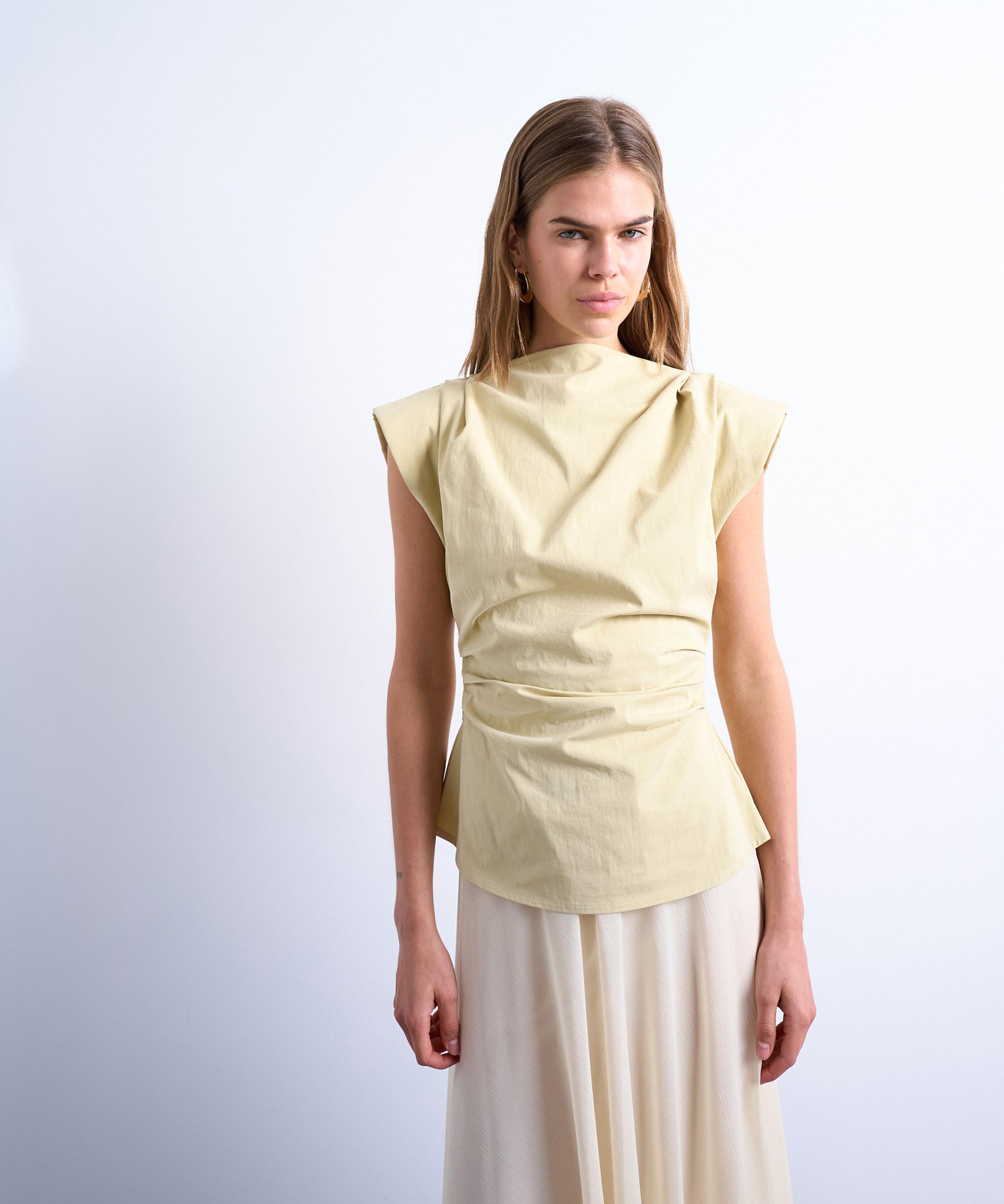 TOPSHOP - Buttermilk Waisted Structured Shoulder Top image number 0