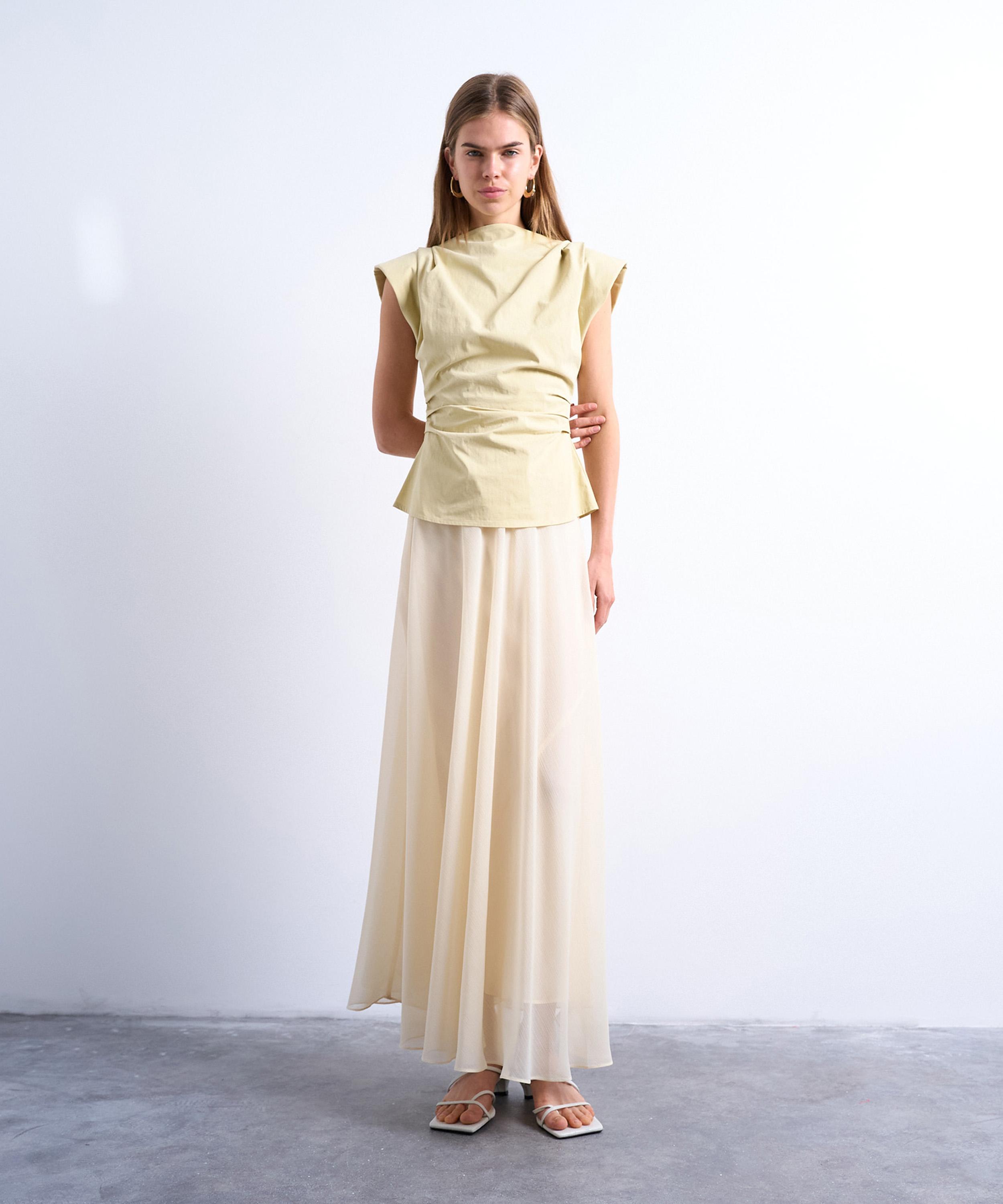 TOPSHOP - Buttermilk Waisted Structured Shoulder Top image number 1