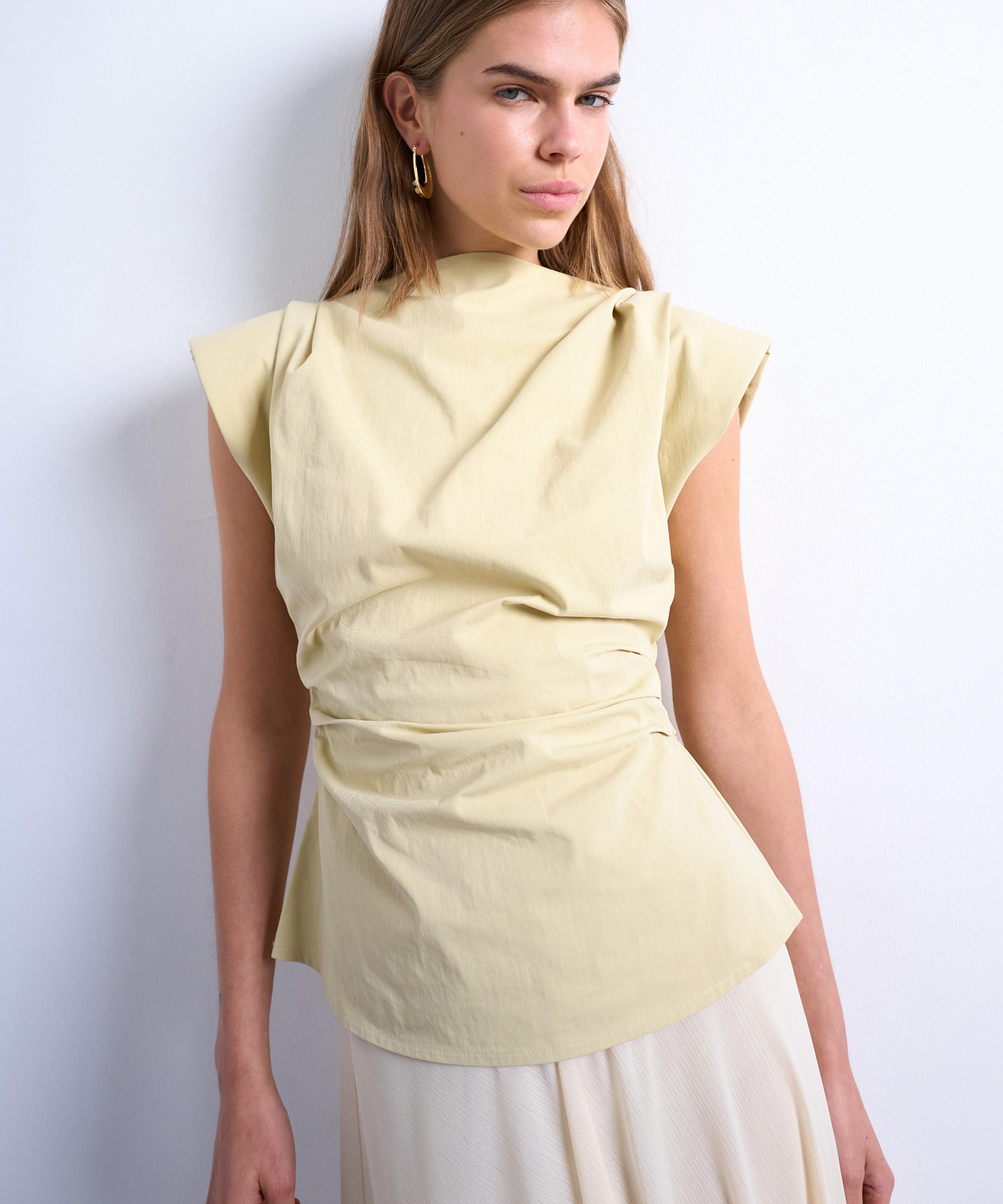 TOPSHOP - Buttermilk Waisted Structured Shoulder Top image number 2