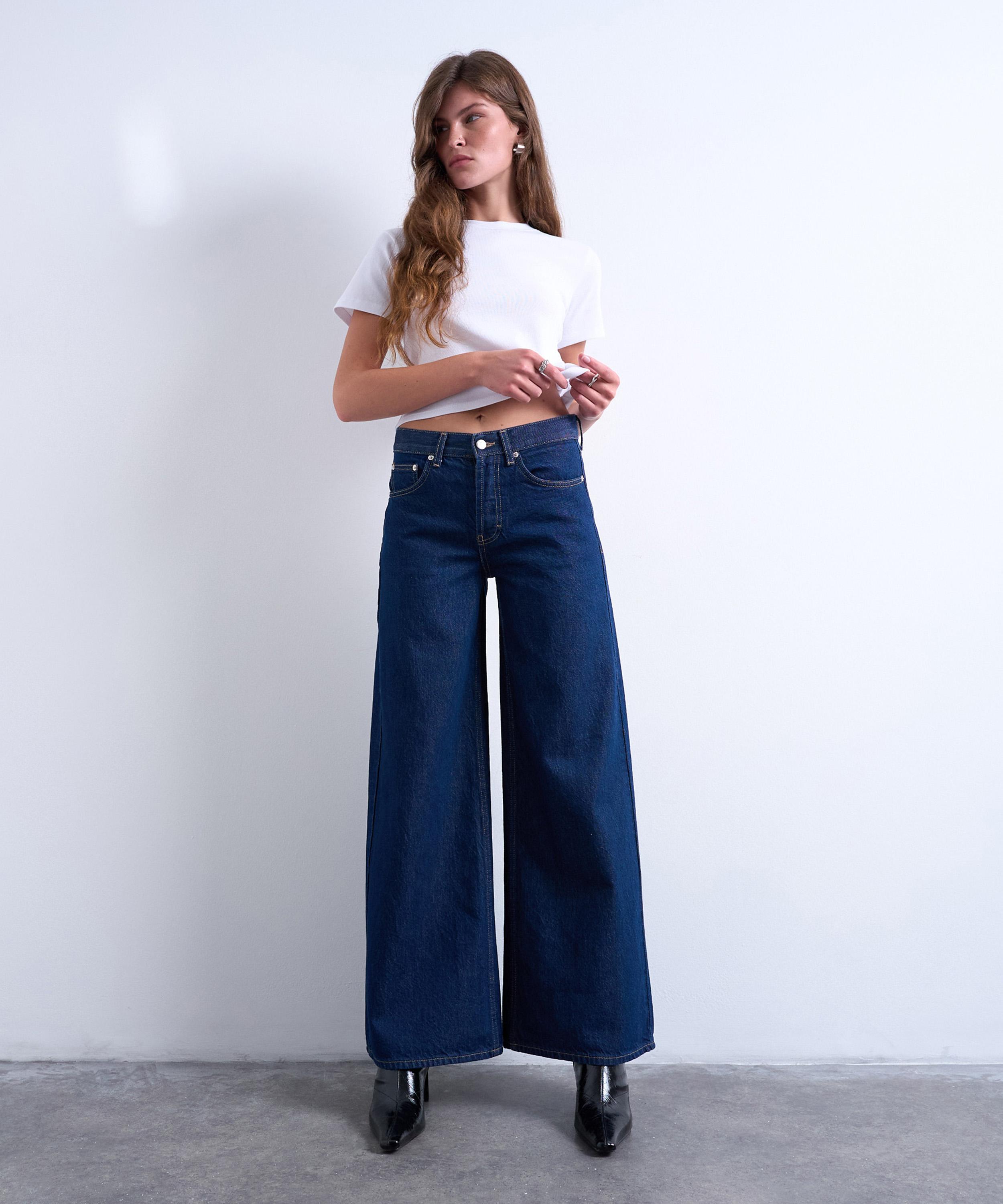 TOPSHOP - Dark Wash Horizon Wide-Leg Jeans