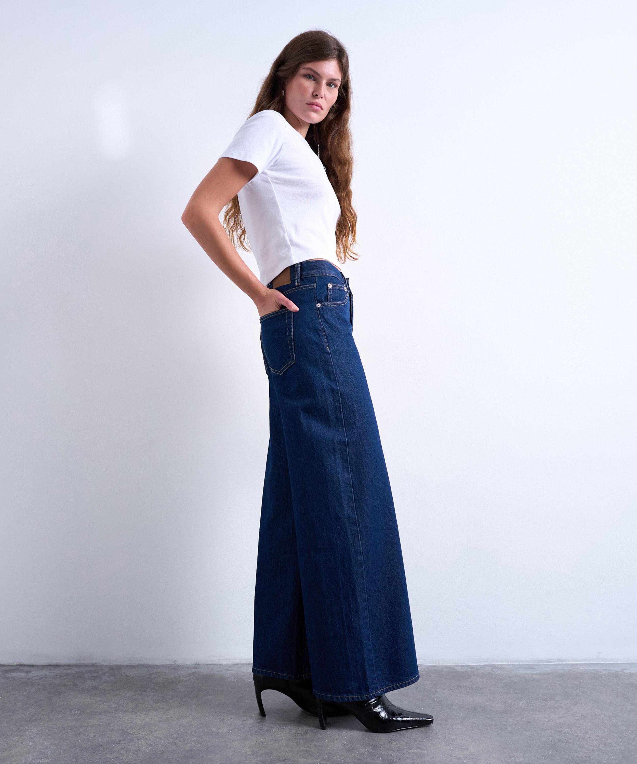 TOPSHOP - Dark Wash Horizon Wide-Leg Jeans image number 1