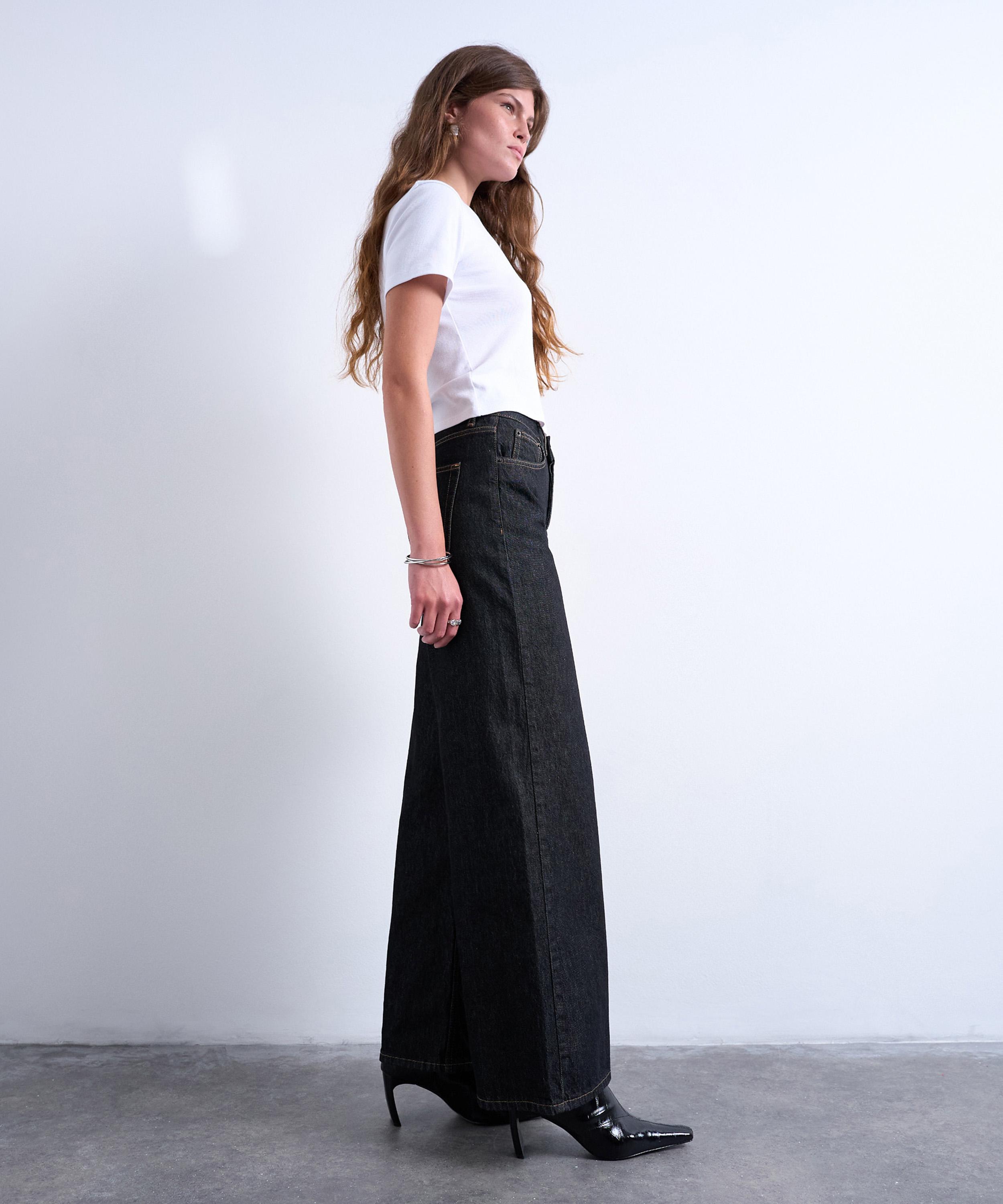 TOPSHOP - Black Horizon Wide-Leg Jeans image number 1